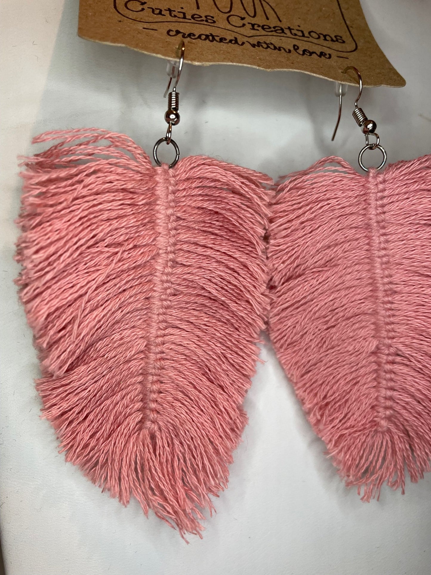 Boho Macrame Feather Earrings