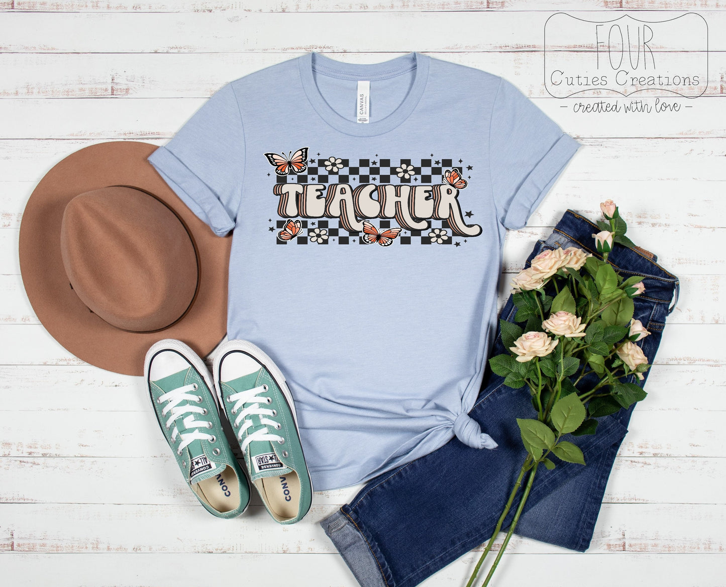 Retro Checkered Teacher Tee