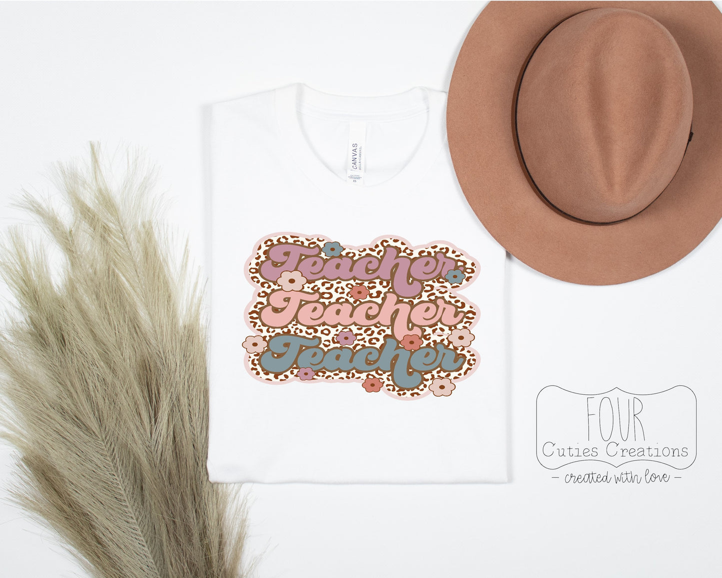 Retro Leopard Teacher Tee