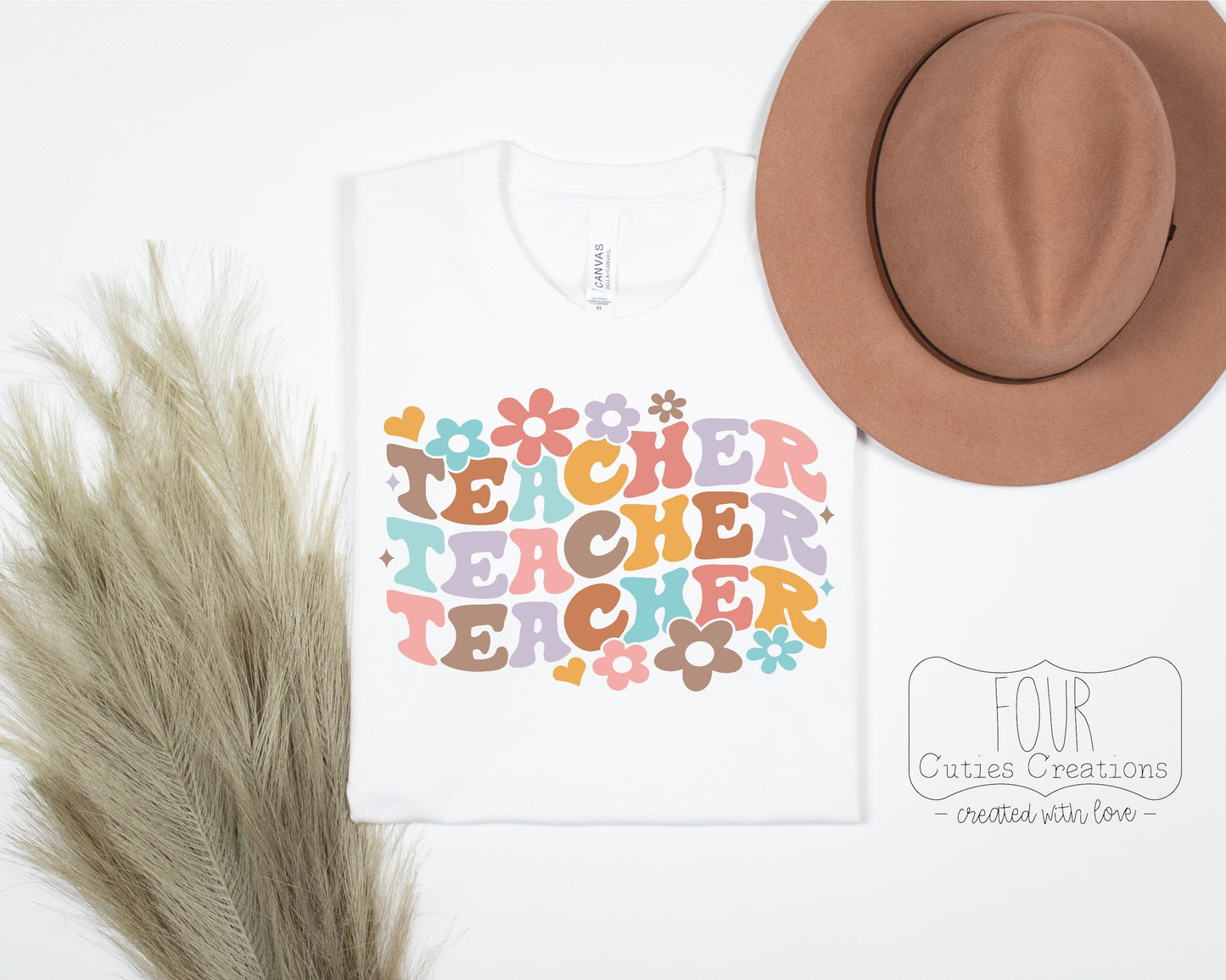 Retro Flower Wavy Teacher Tee