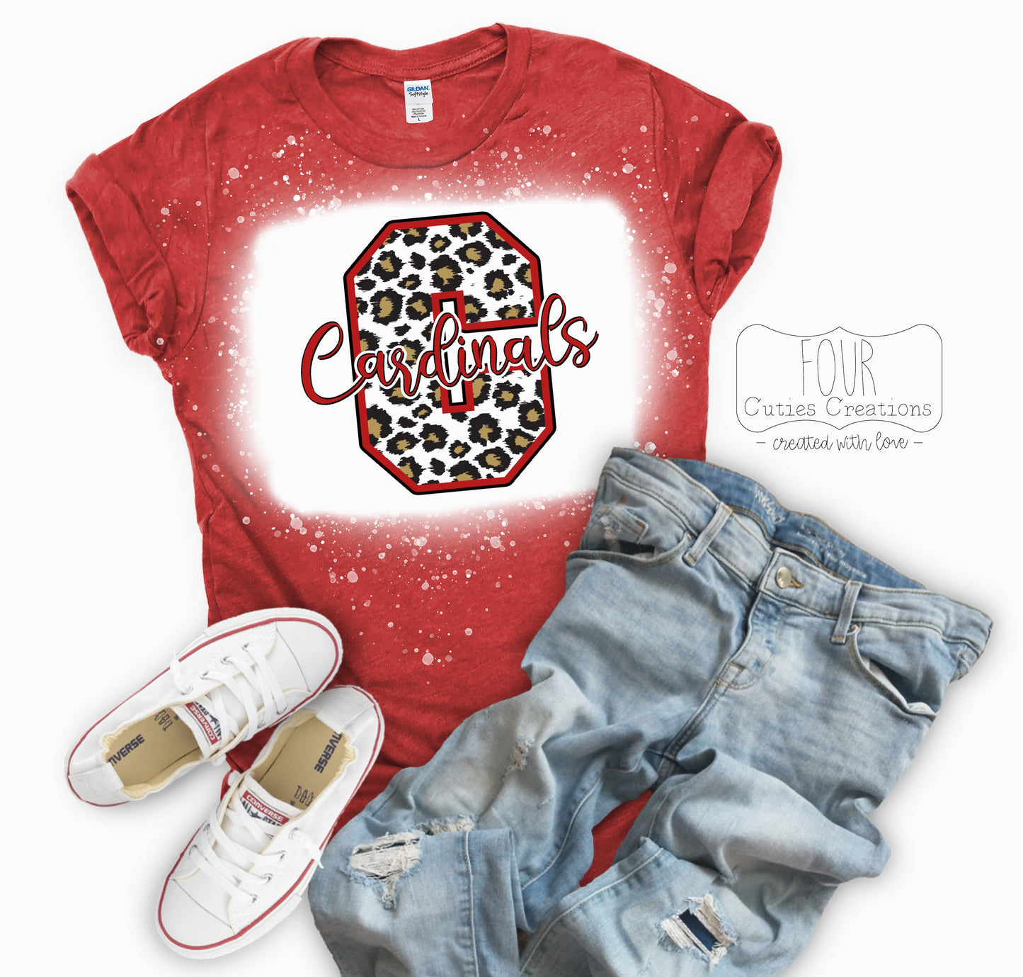 Cardinals Leopard Bleached or Solid Tee