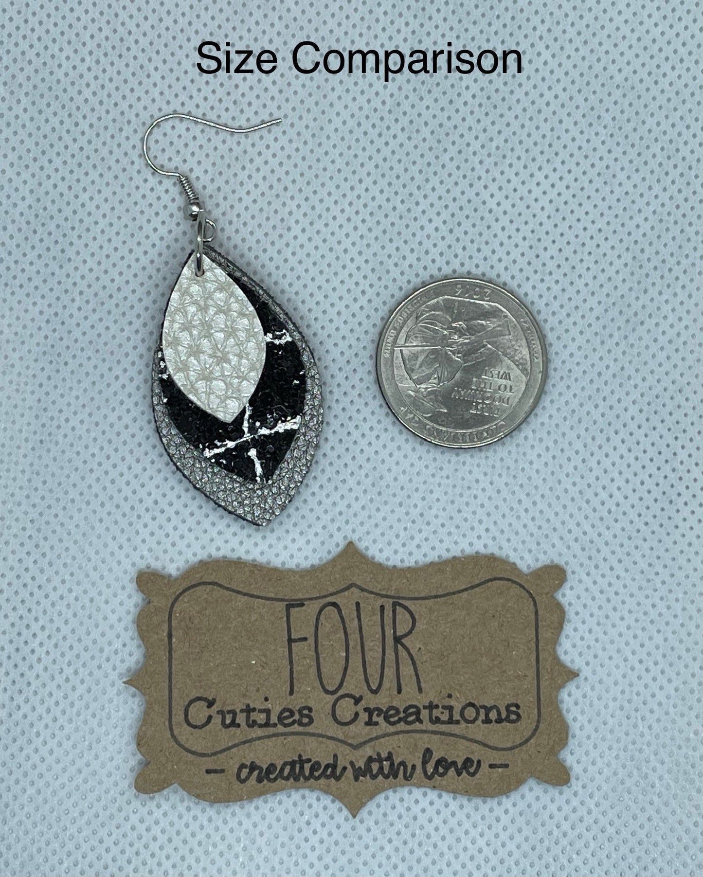 Crocodile print faux leather leaf earrings