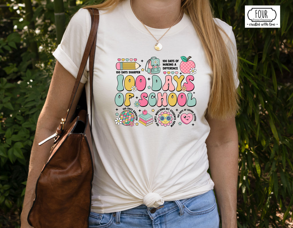 100 Days of School Teacher Collage Shirt