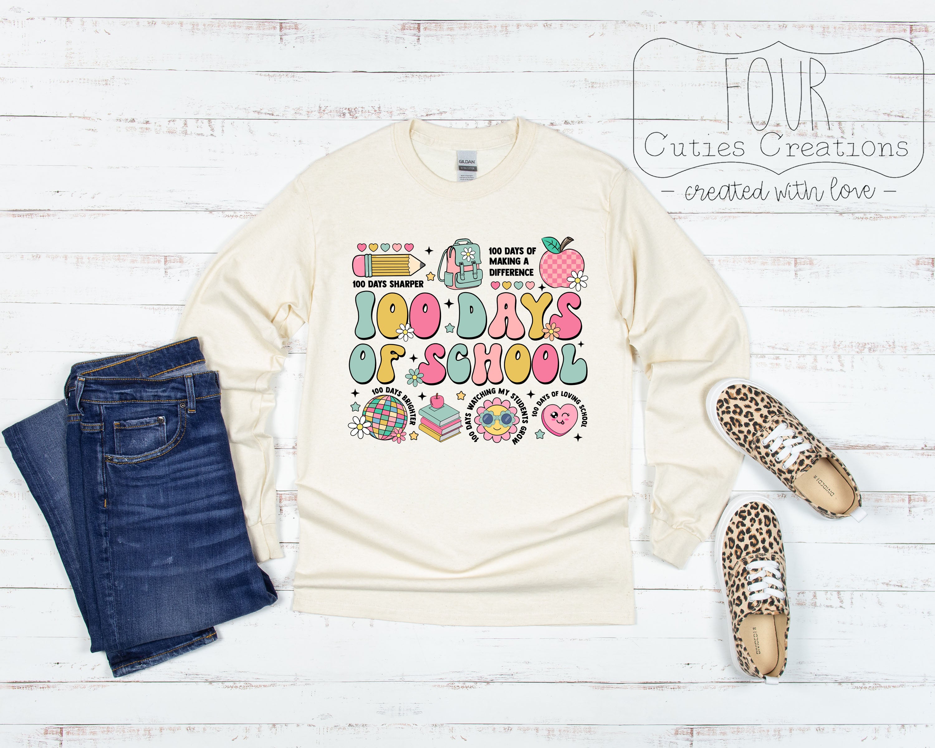 100 Days of School Teacher Collage Shirt