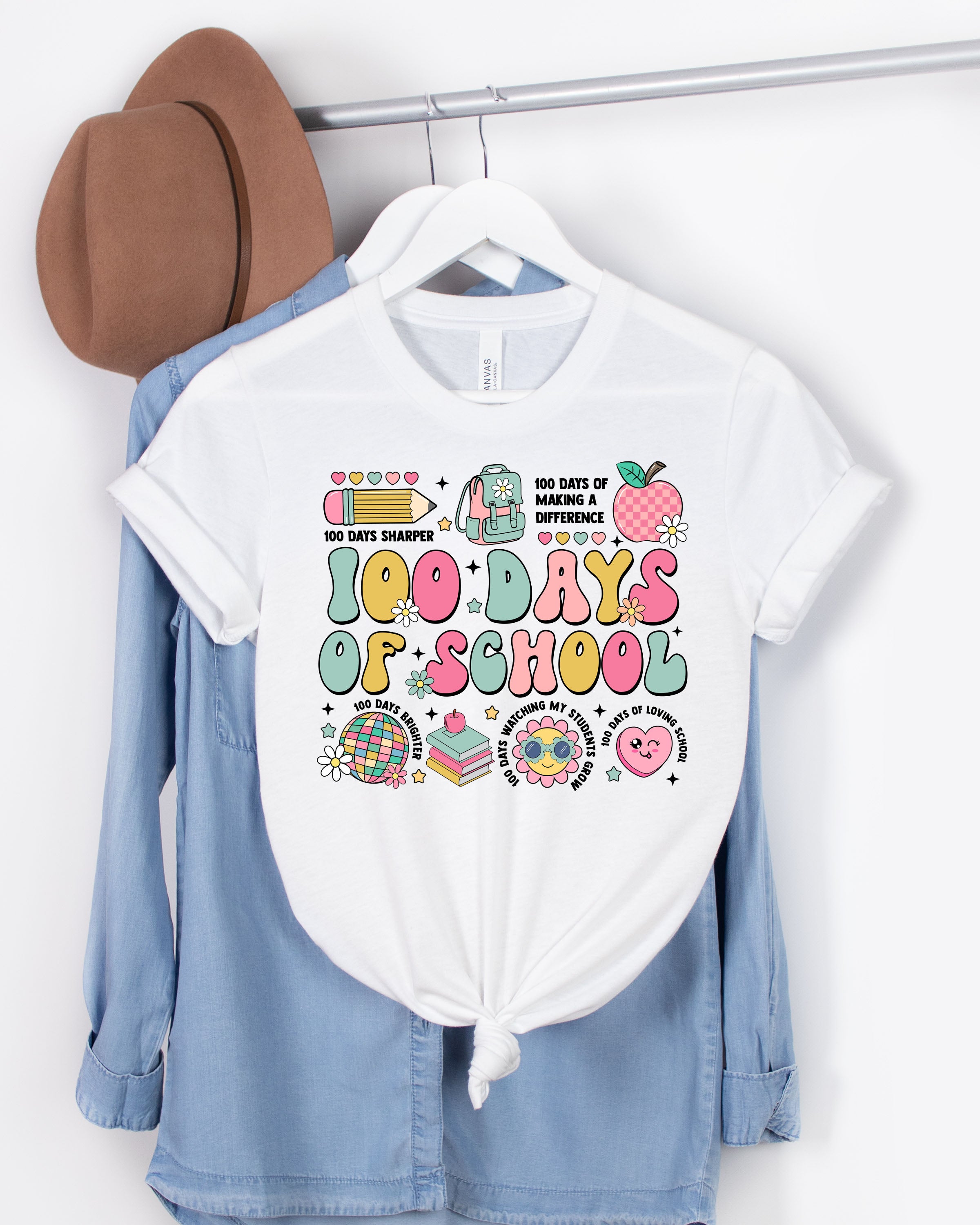 100 Days of School Teacher Collage Shirt
