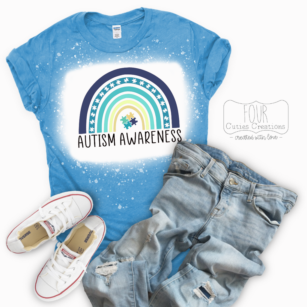 Autism Rainbow Bleach Dye Tee