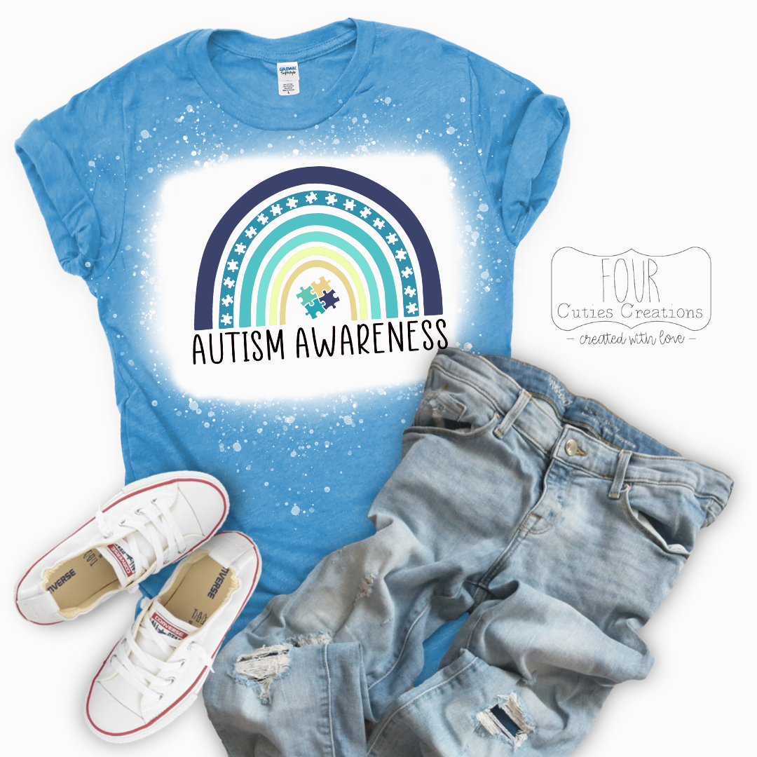 Autism Rainbow Bleach Dye Tee