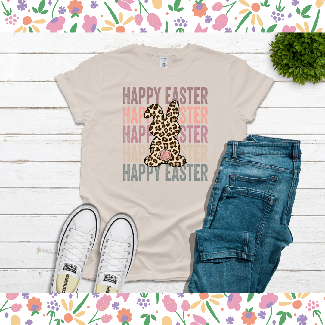 Happy Easter Leopard Bunny Shirt