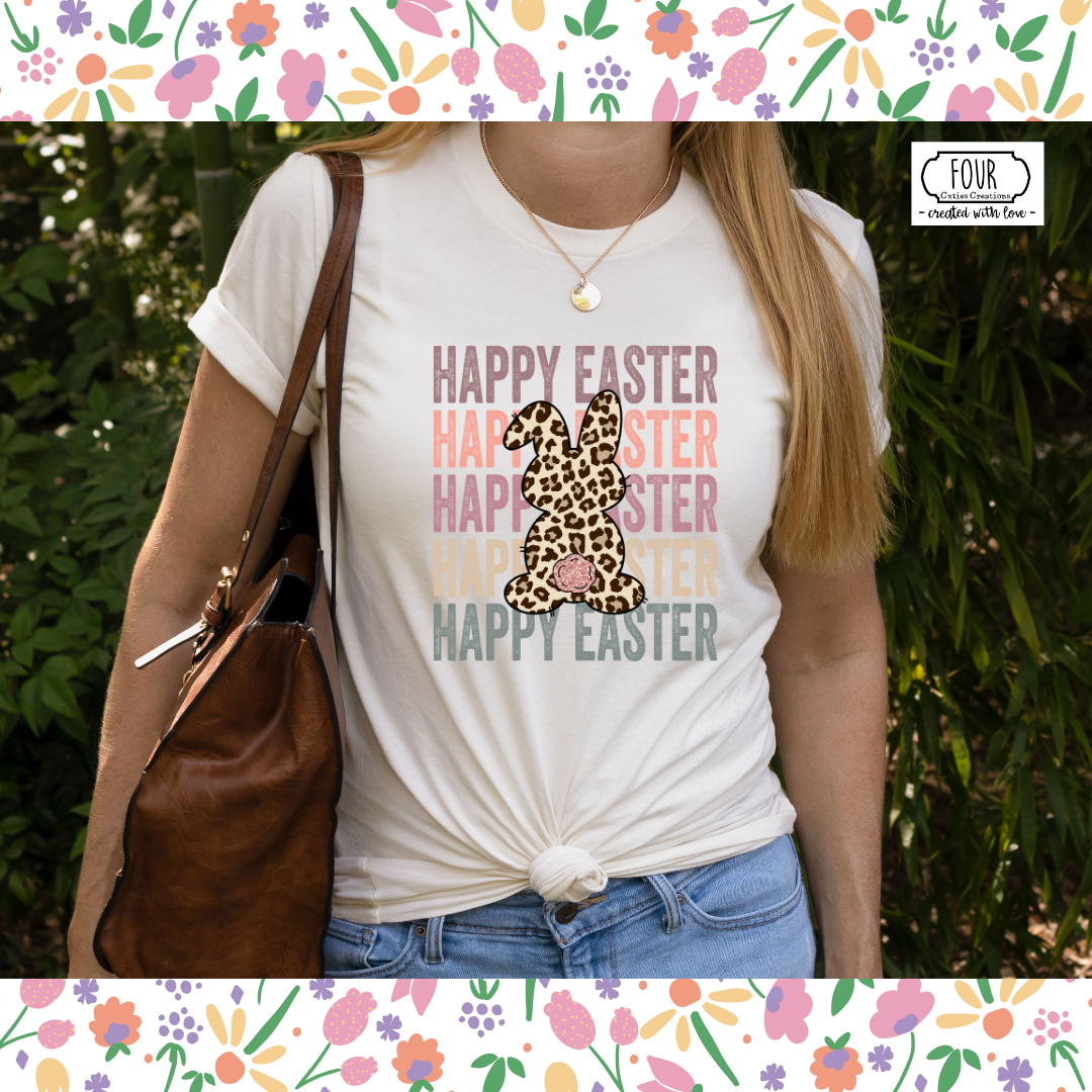 Happy Easter Leopard Bunny Shirt