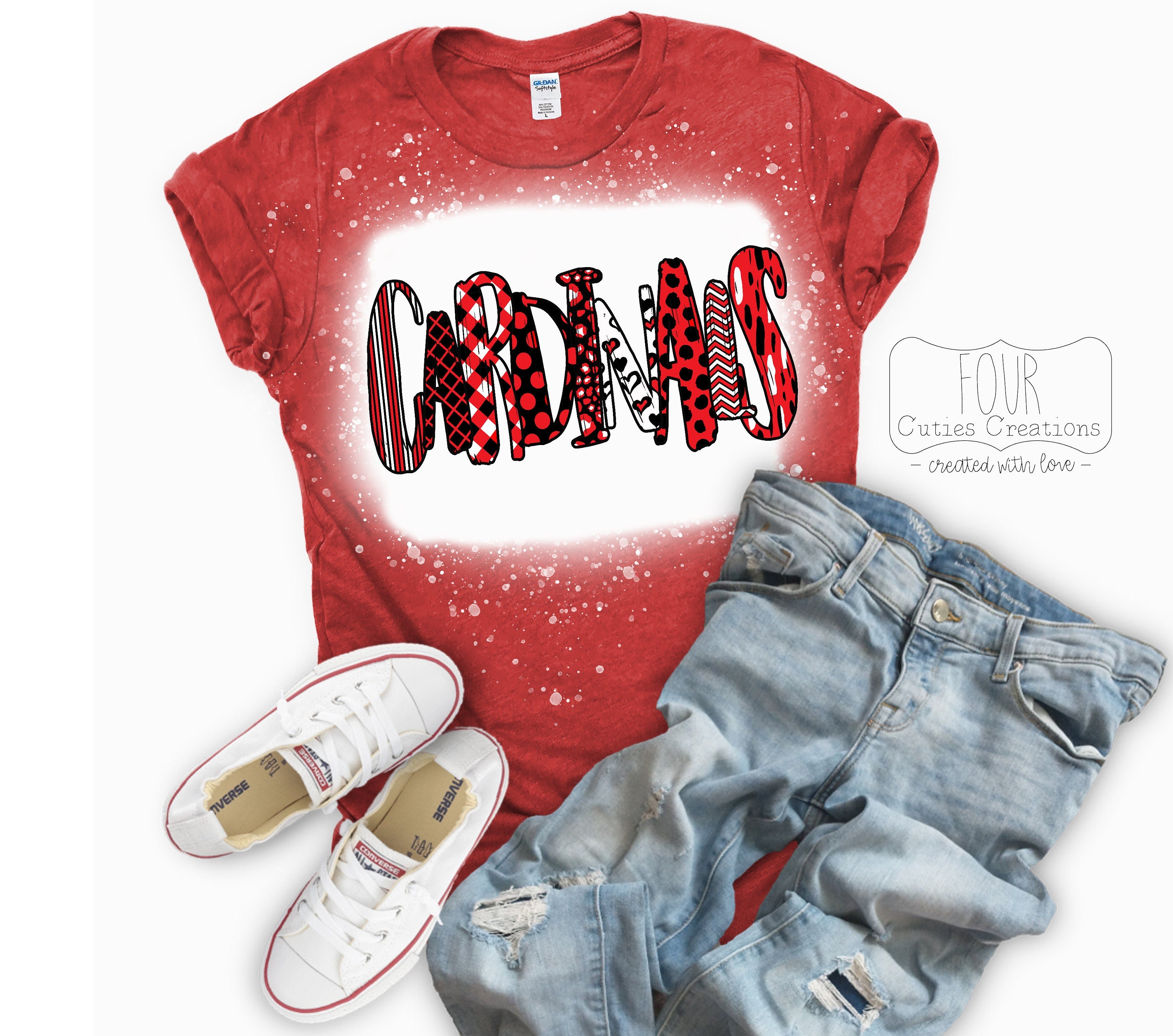 Cardinals Doodle (bleached or solid) tee