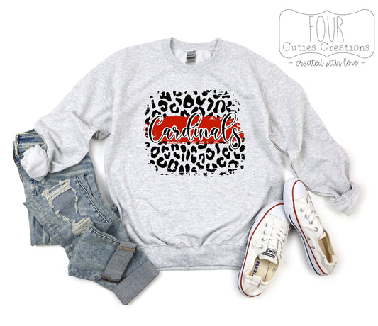 Cardinals Cheetah Print Patch Sweatshirt or Hoodie