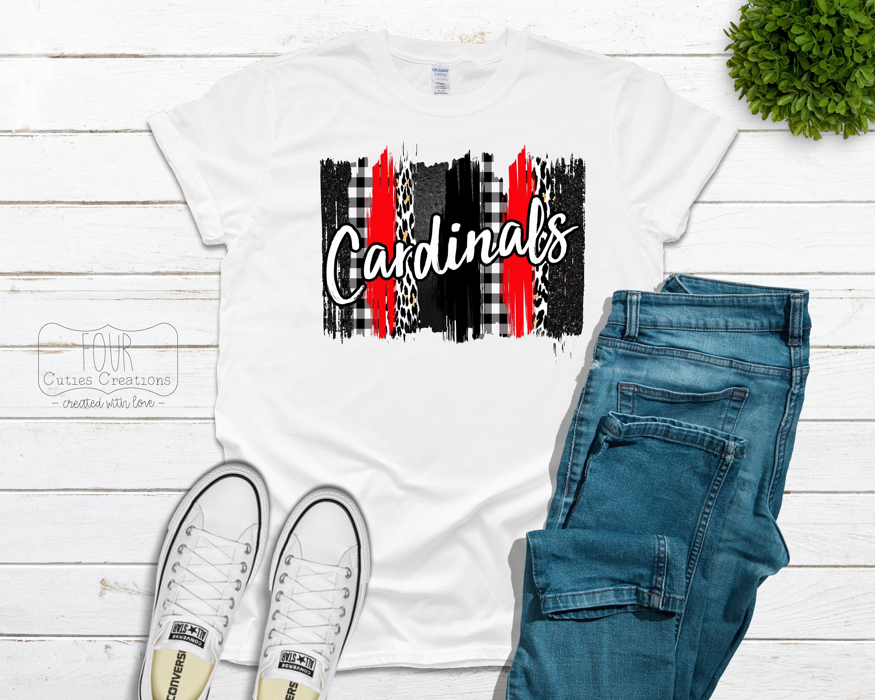 Cardinals Brushstroke (Bleached or Solid) Tee