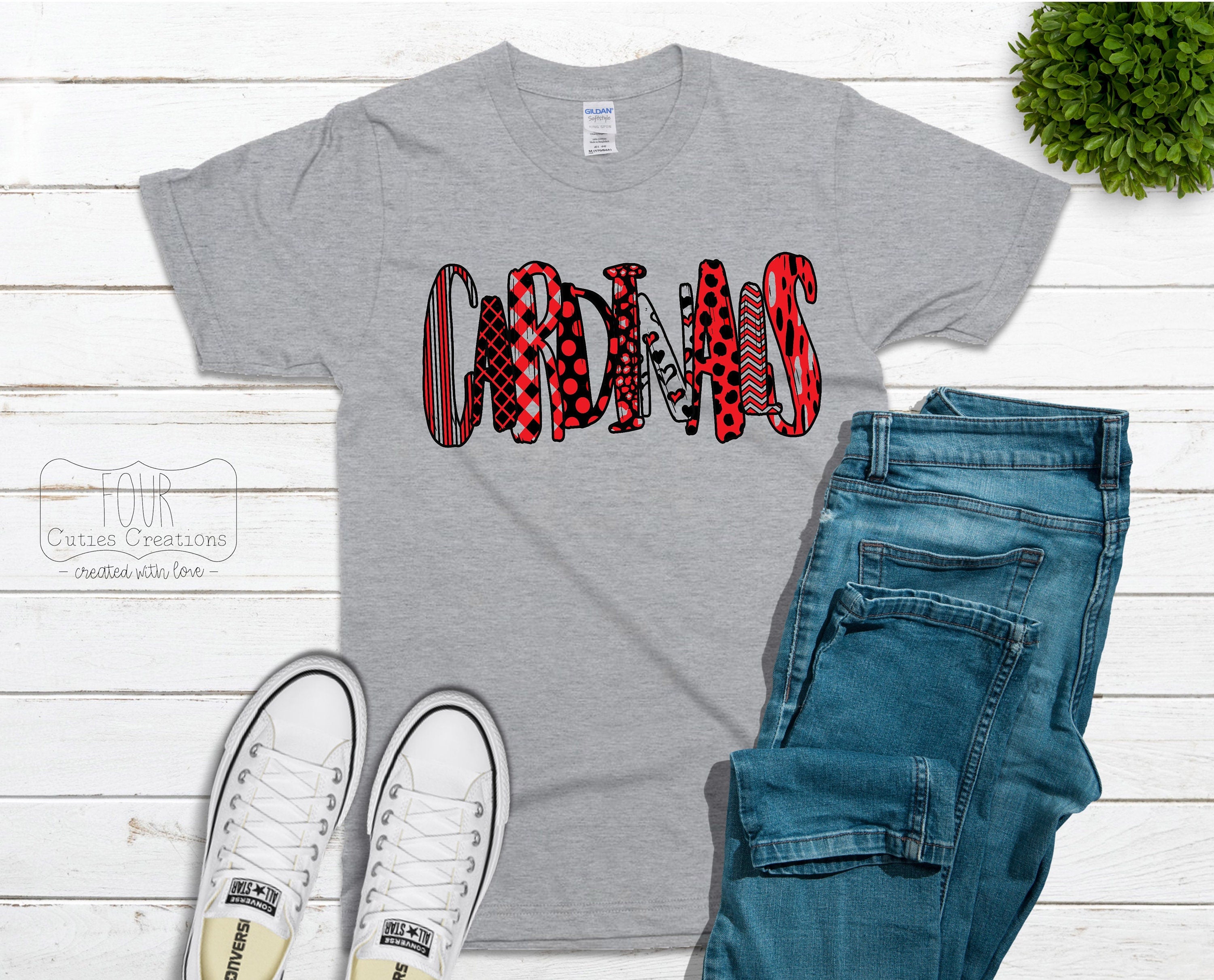 Cardinals Doodle (bleached or solid) tee