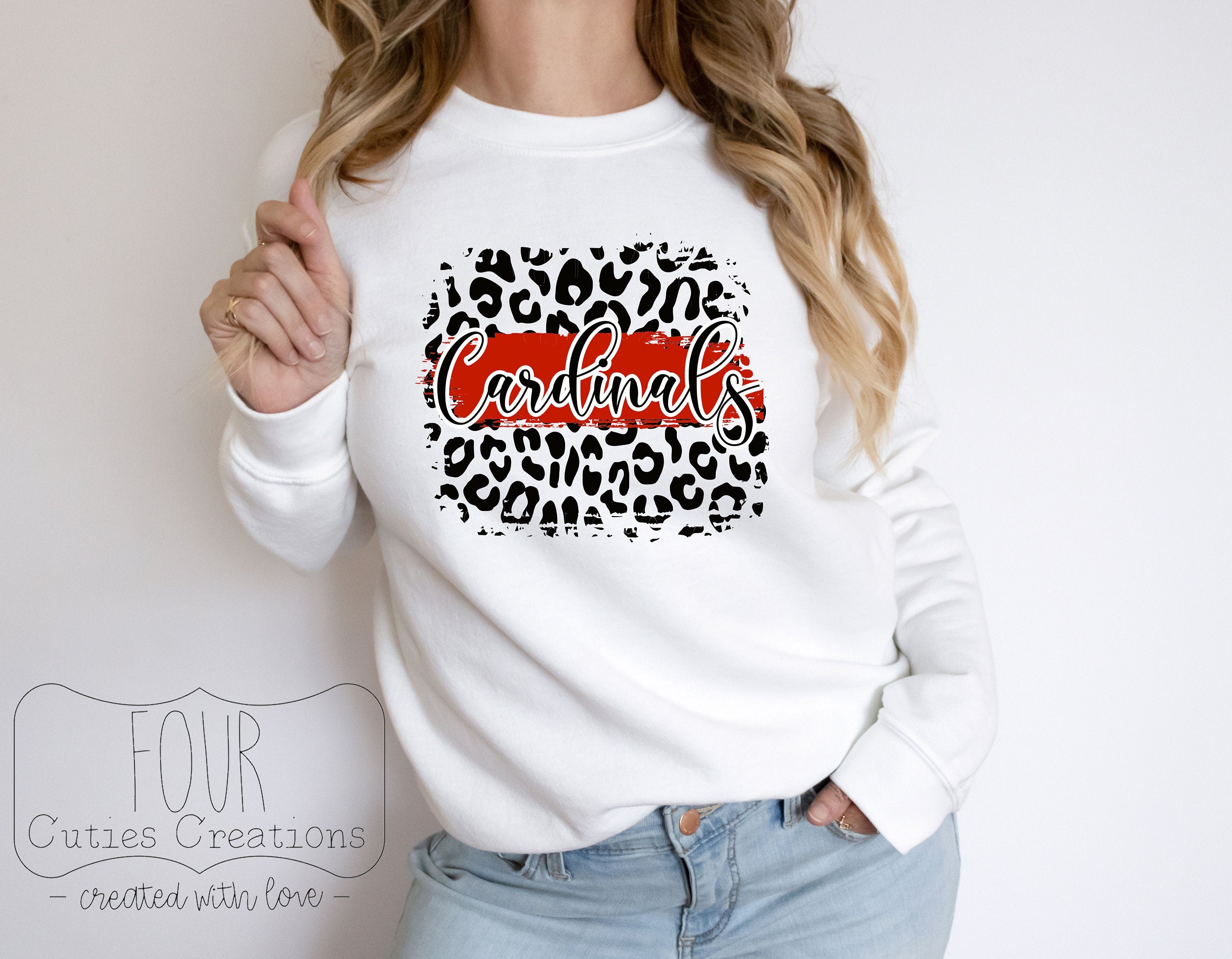Cardinals Cheetah Print Patch Sweatshirt or Hoodie