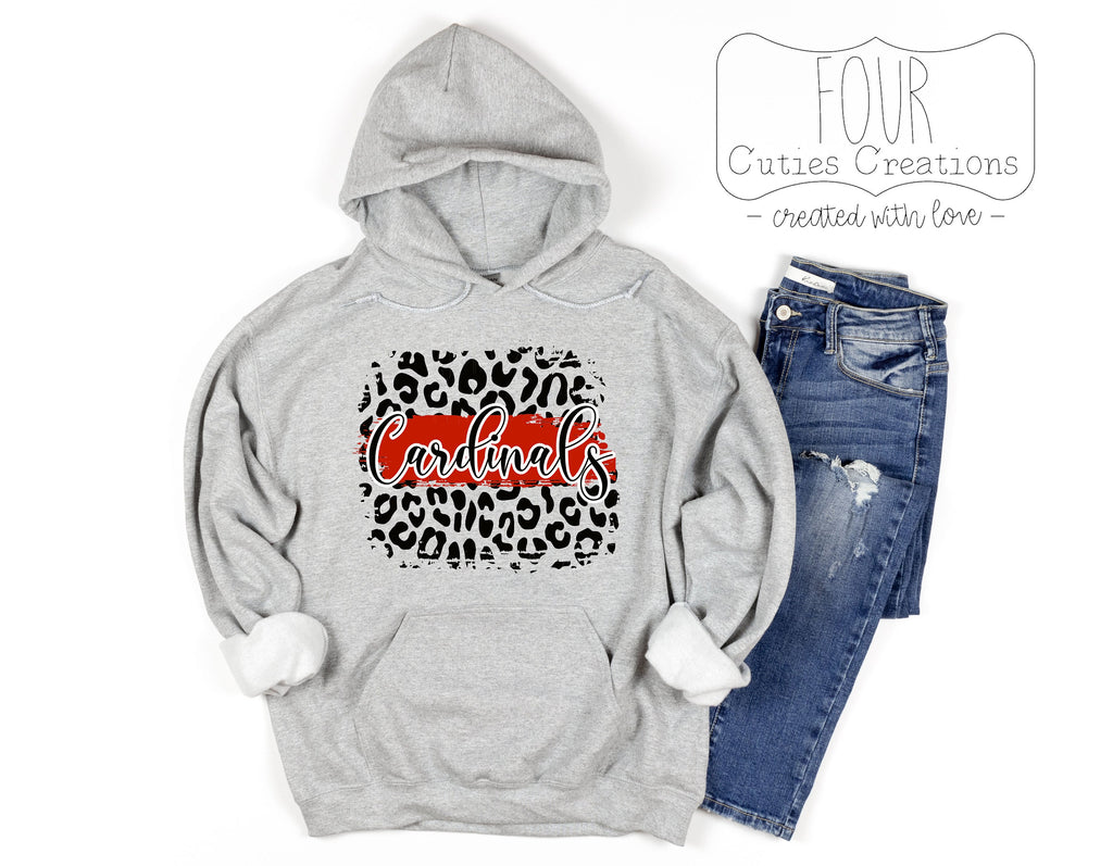 Cardinals Cheetah Print Patch Sweatshirt or Hoodie
