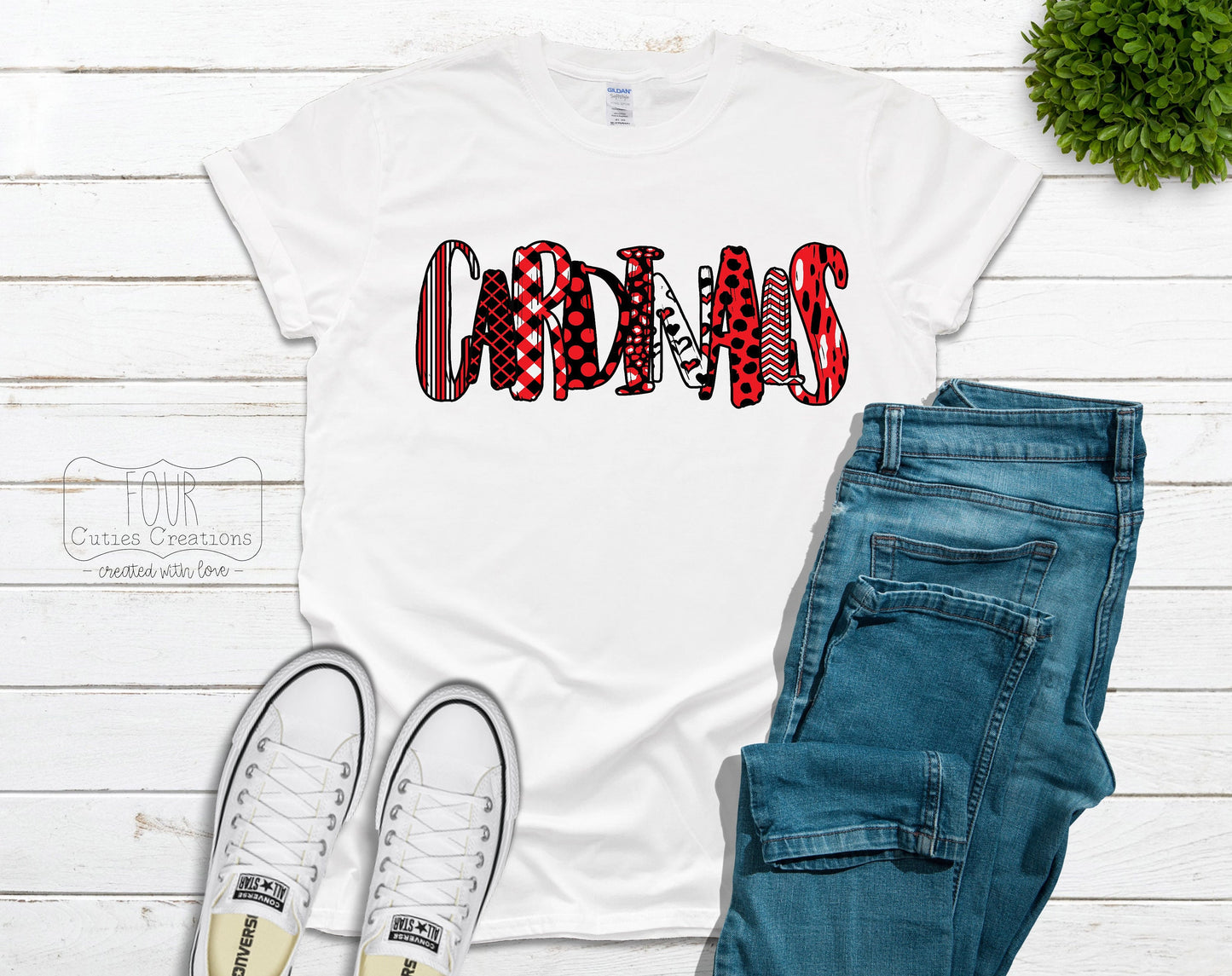 Cardinals Doodle (bleached or solid) tee