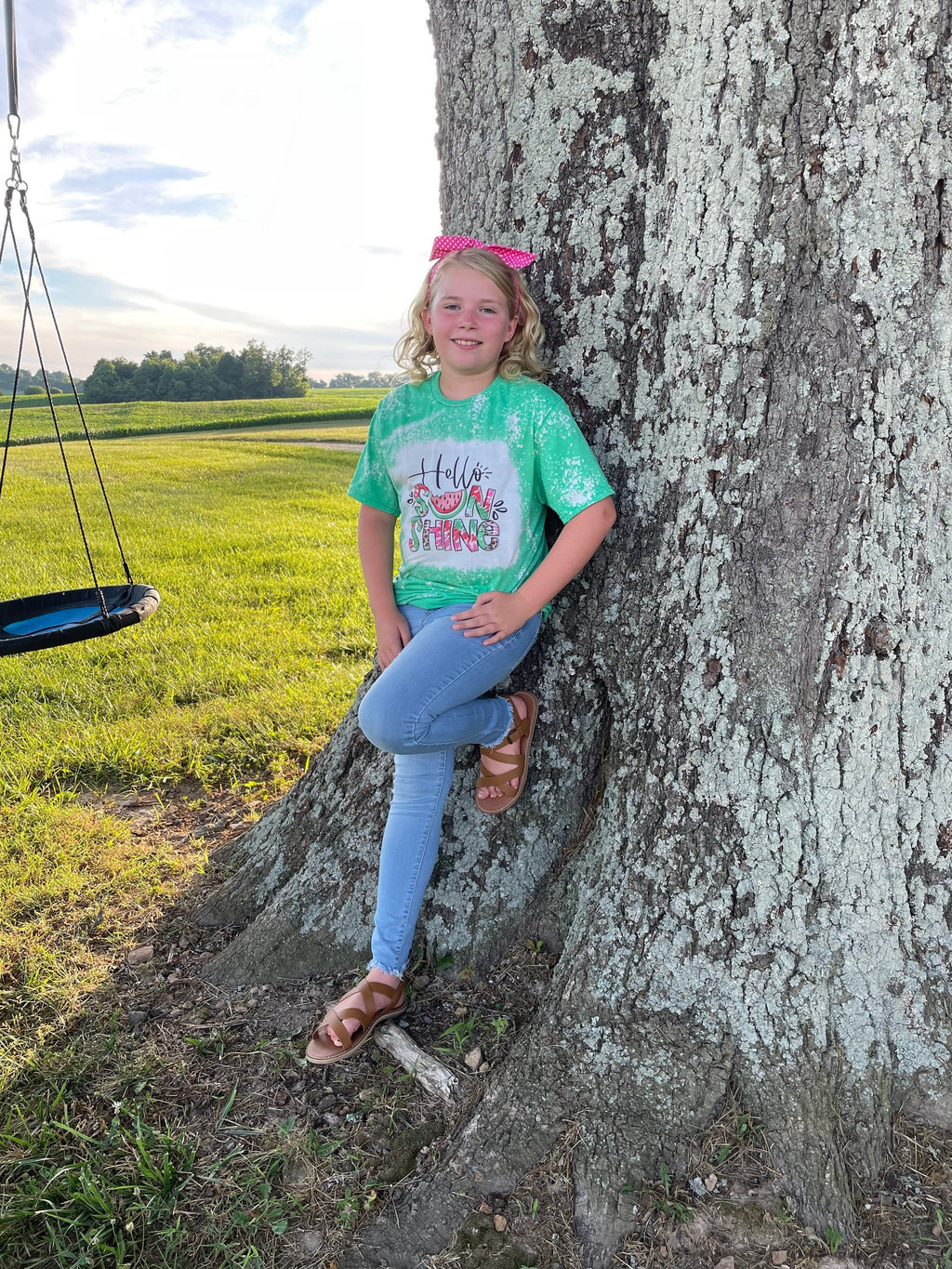 Hello Sunshine Watermelon Bleached Tee