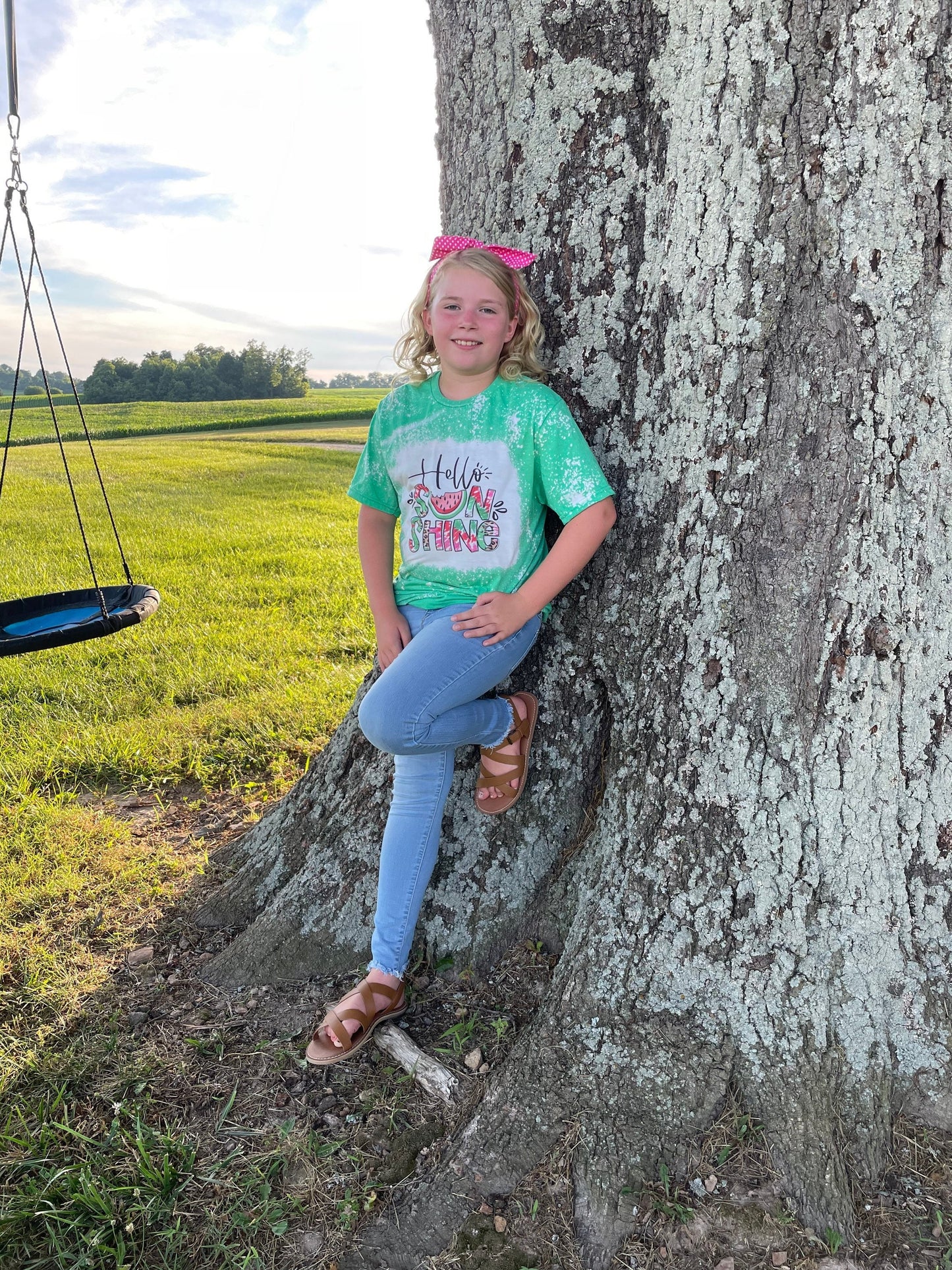 Hello Sunshine Watermelon Bleached Tee