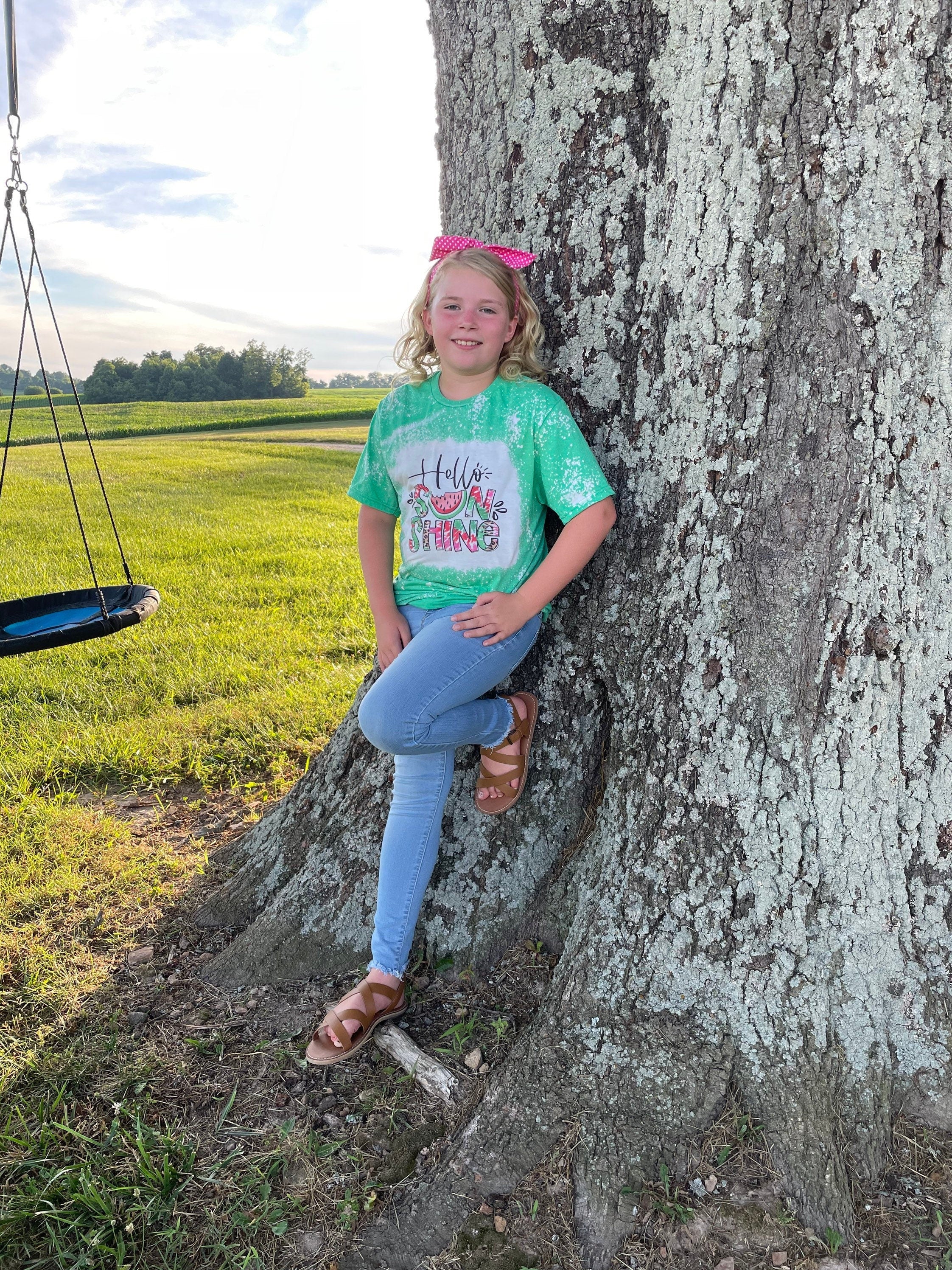 Hello Sunshine Watermelon Bleached Tee