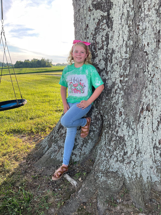 Hello Sunshine Watermelon Bleached Tee