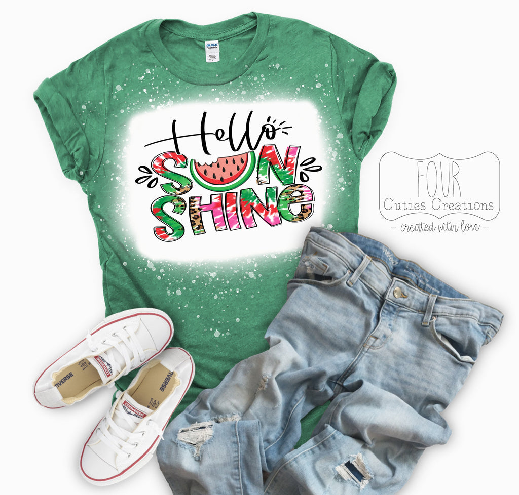 Hello Sunshine Watermelon Bleached Tee