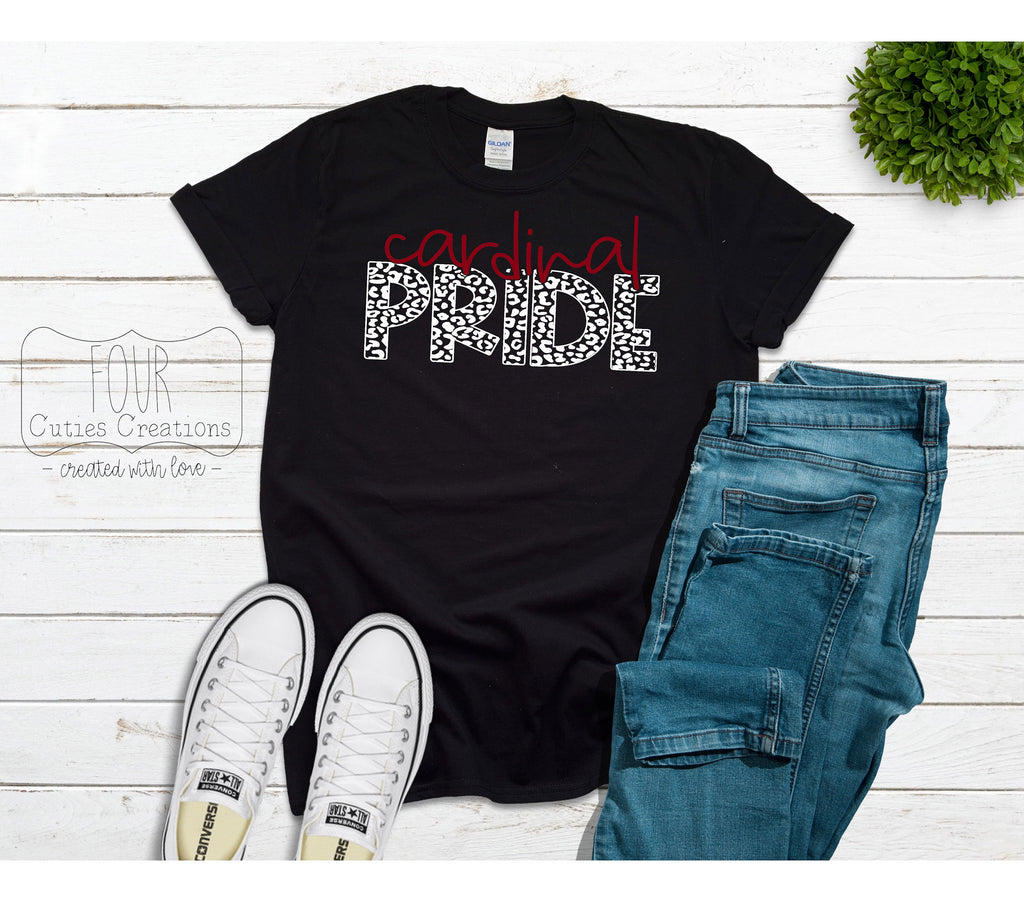 Cardinal Pride Leopard Print Bleached or Solid Tee