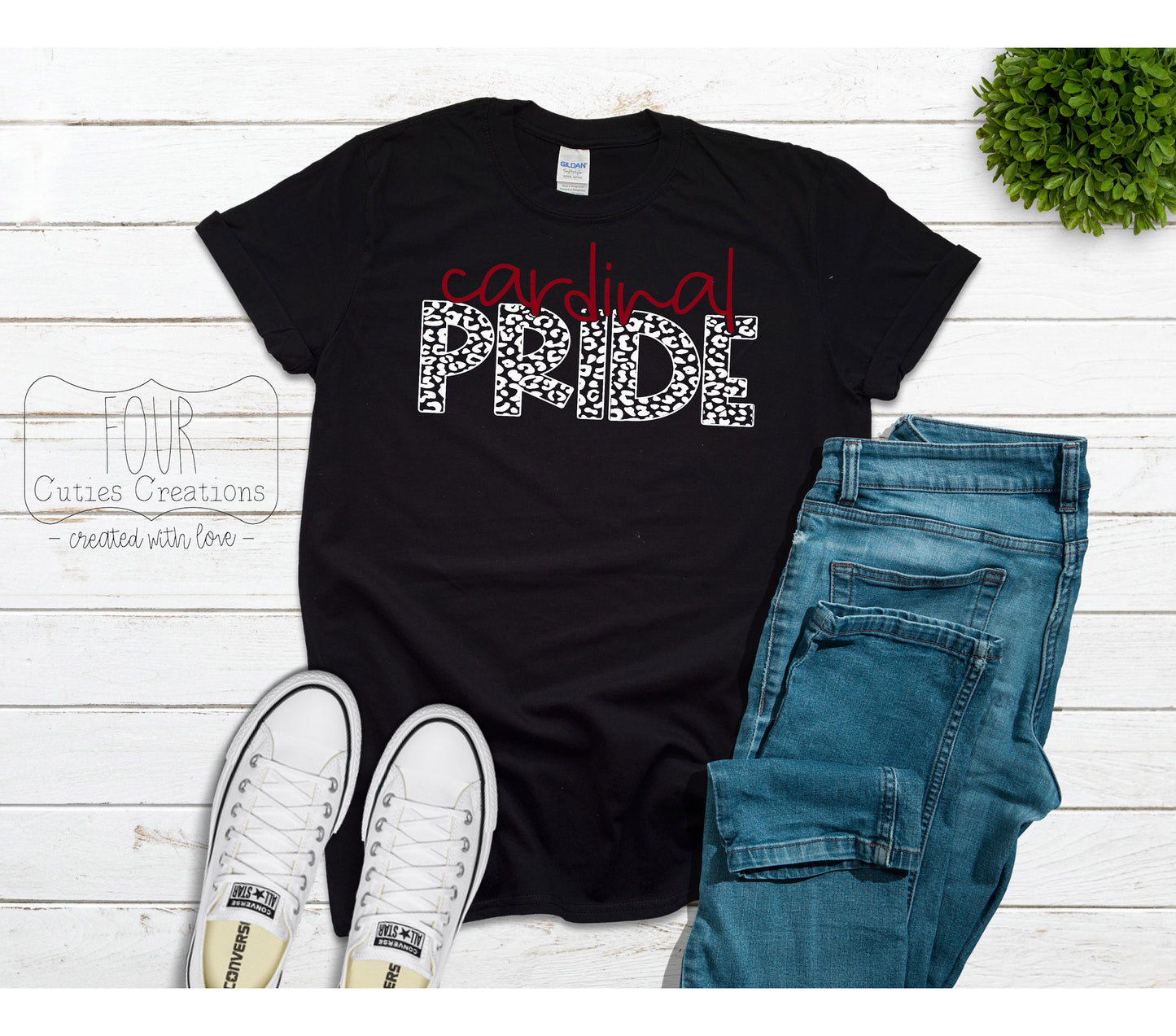 Cardinal Pride Leopard Print Bleached or Solid Tee