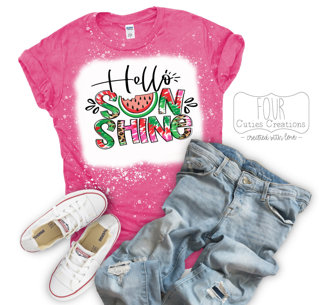 Hello Sunshine Watermelon Bleached Tee