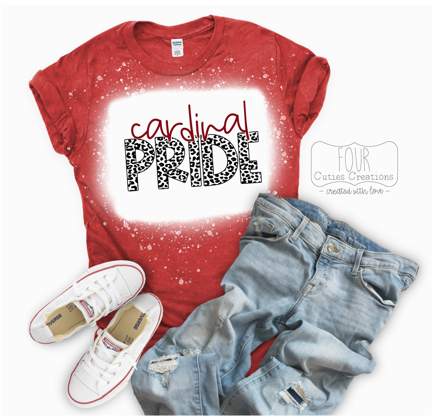 Cardinal Pride Leopard Print Bleached or Solid Tee
