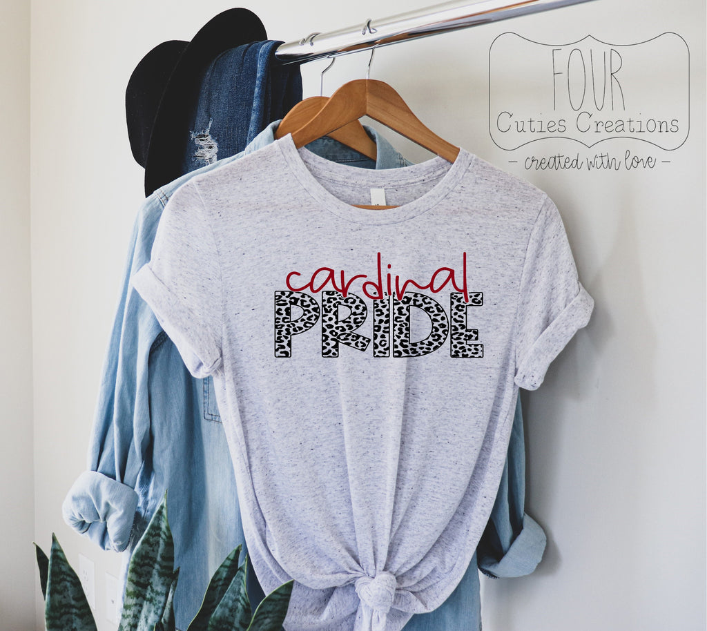 Cardinal Pride Leopard Print Bleached or Solid Tee