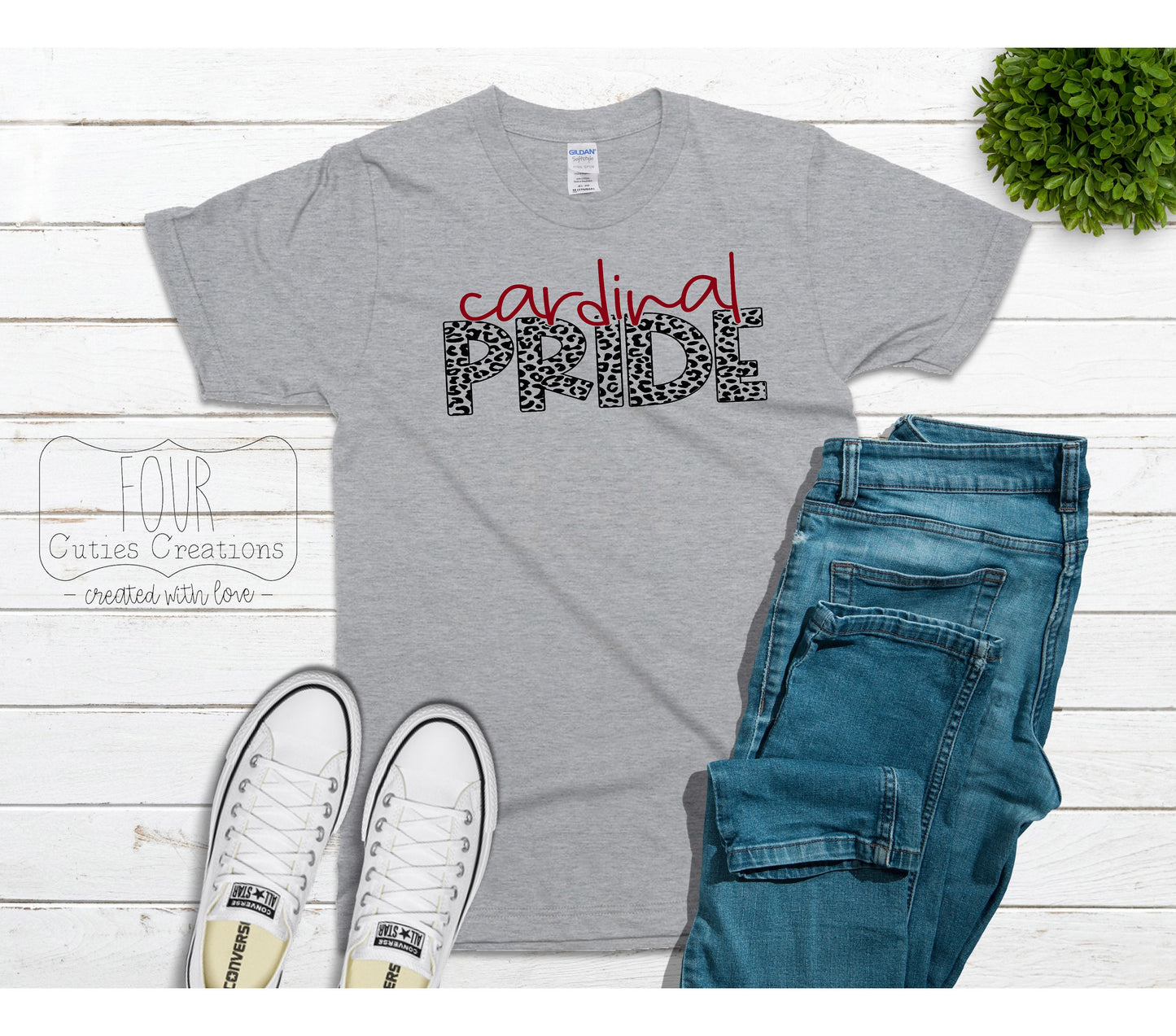 Cardinal Pride Leopard Print Bleached or Solid Tee