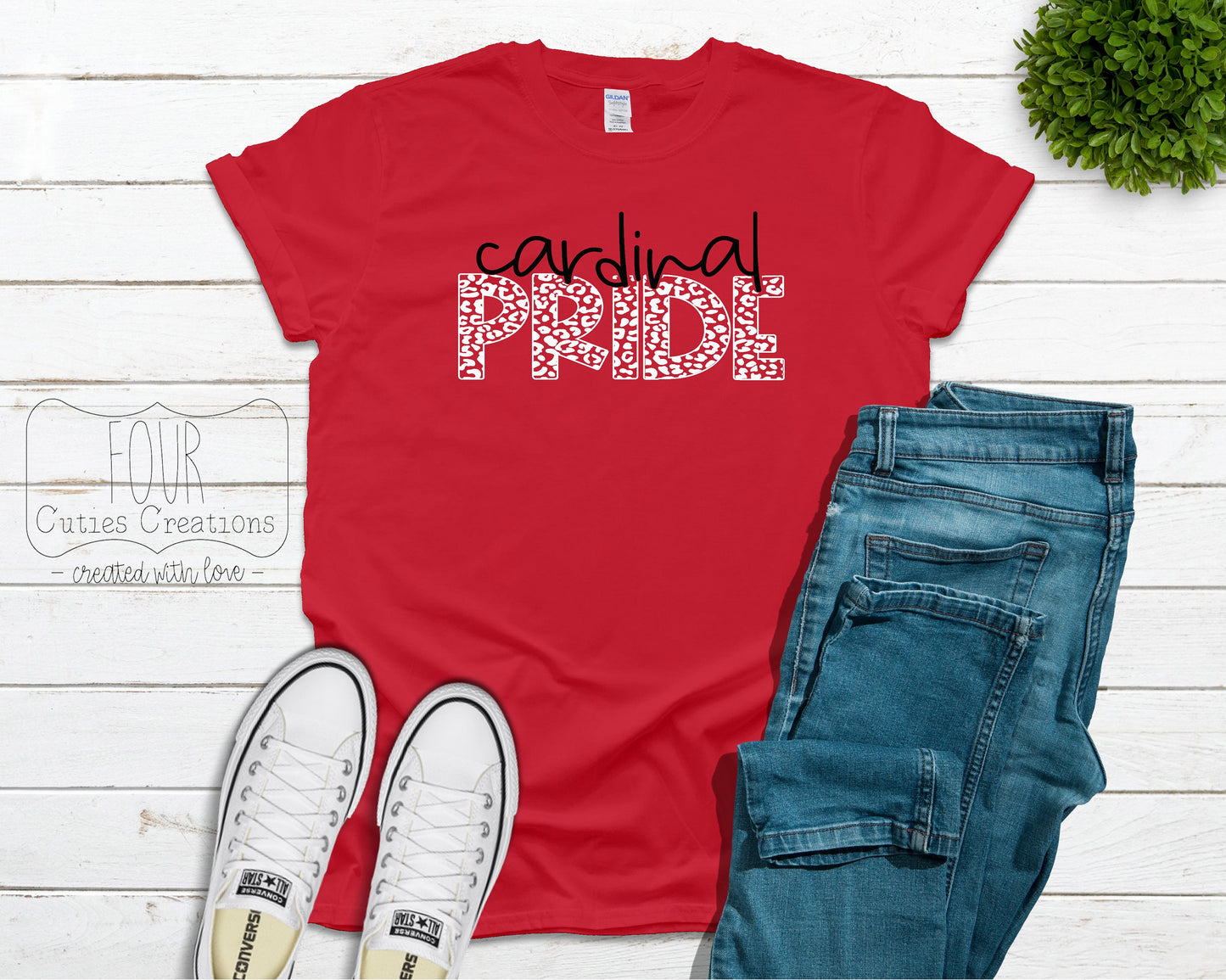 Cardinal Pride Leopard Print Bleached or Solid Tee