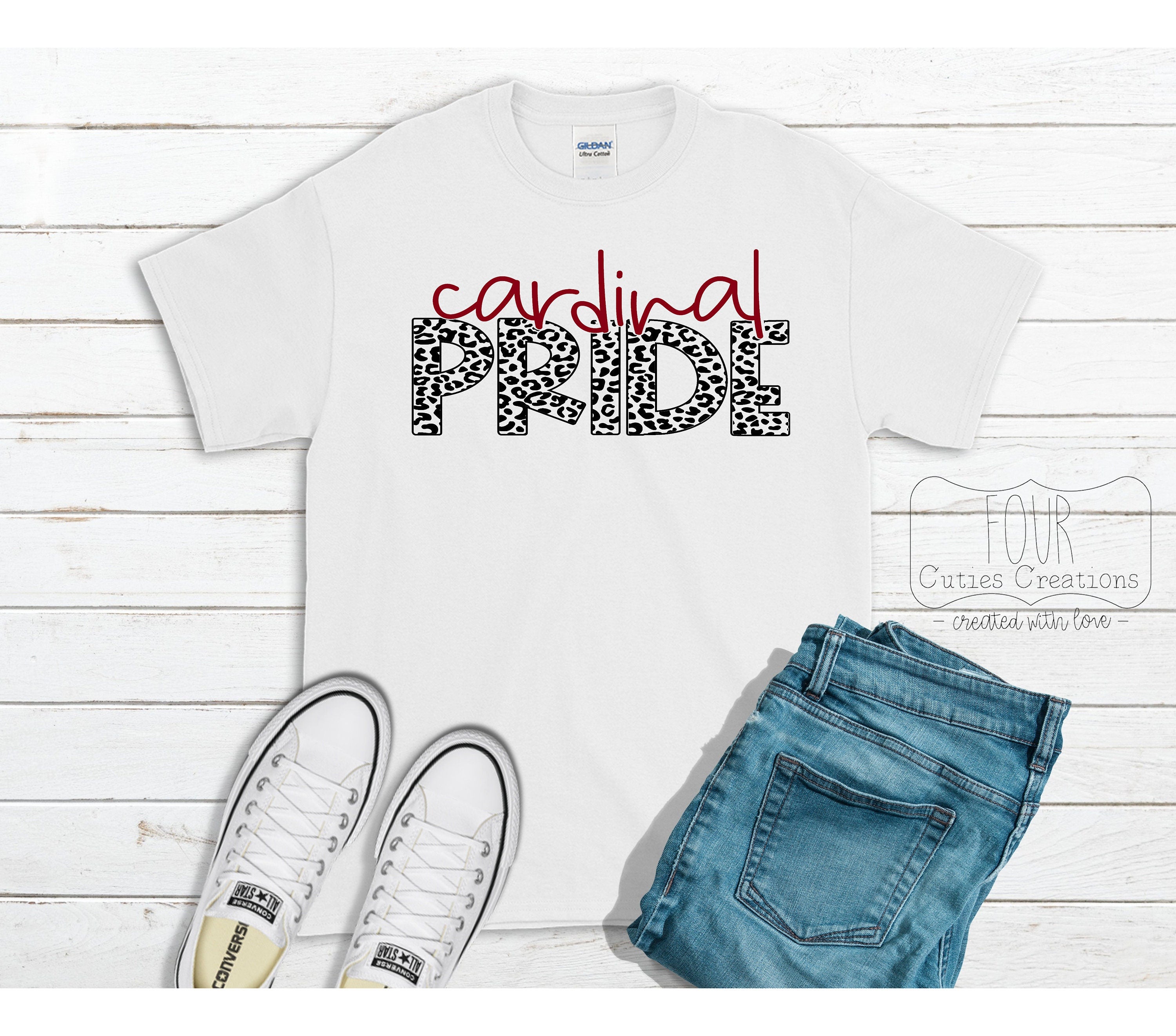 Cardinal Pride Leopard Print Bleached or Solid Tee