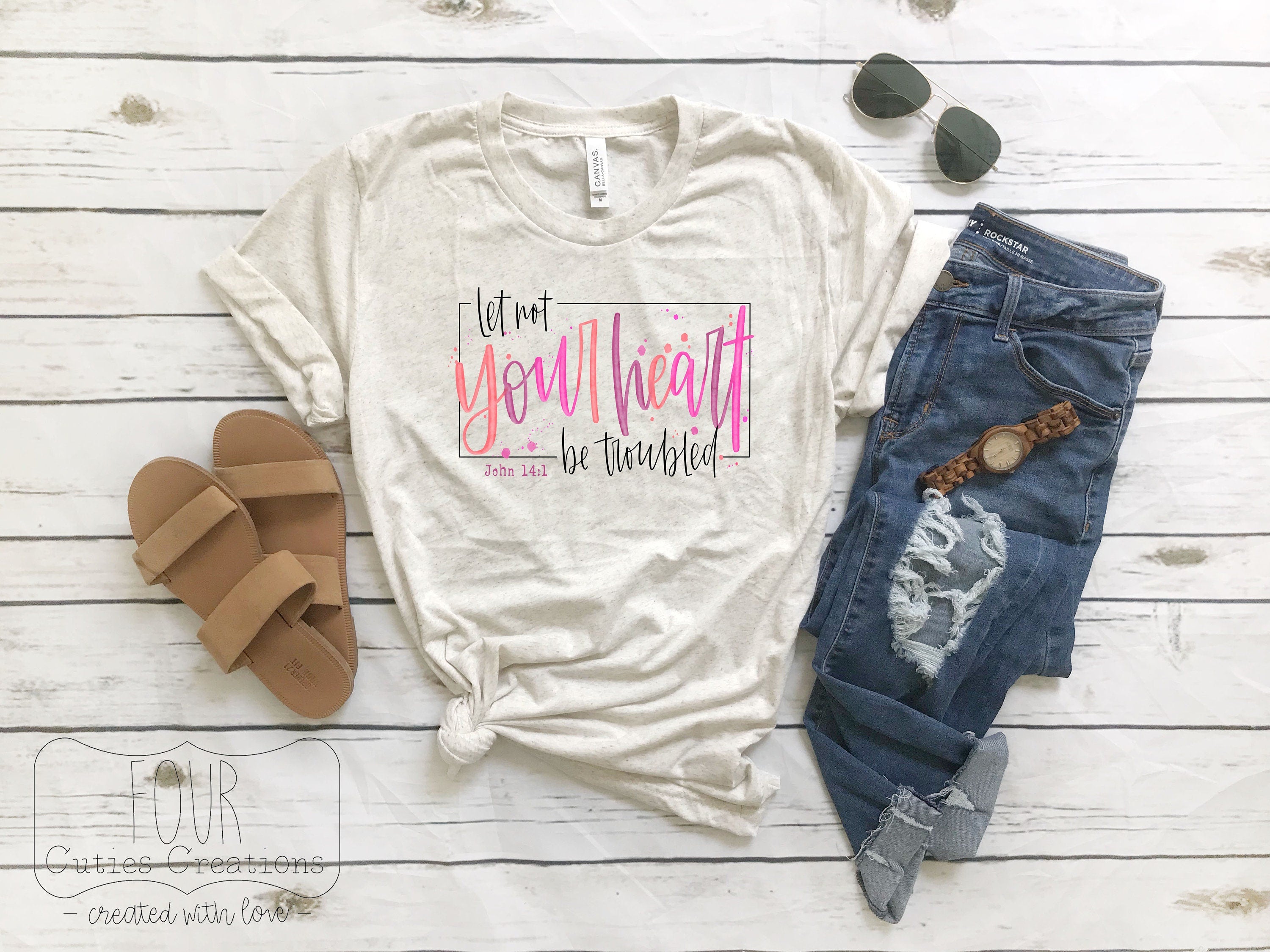 Let Not Your Heart Be Troubled John 14:1 Bleached or Solid Shirt
