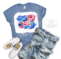 4th of July Tie Dye Stars Bleached/Solid Tee