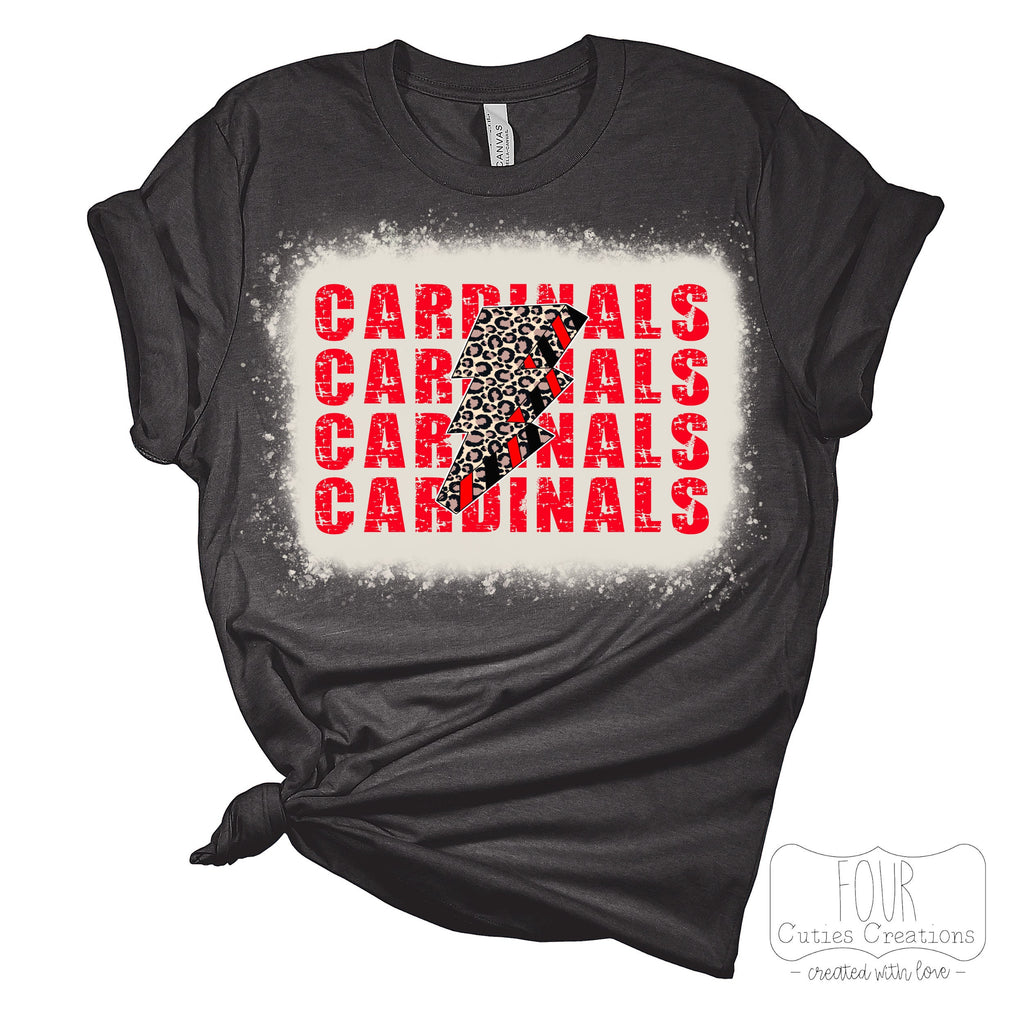 Cardinals Cheetah Lightning Bolt Bleached or Solid Tee