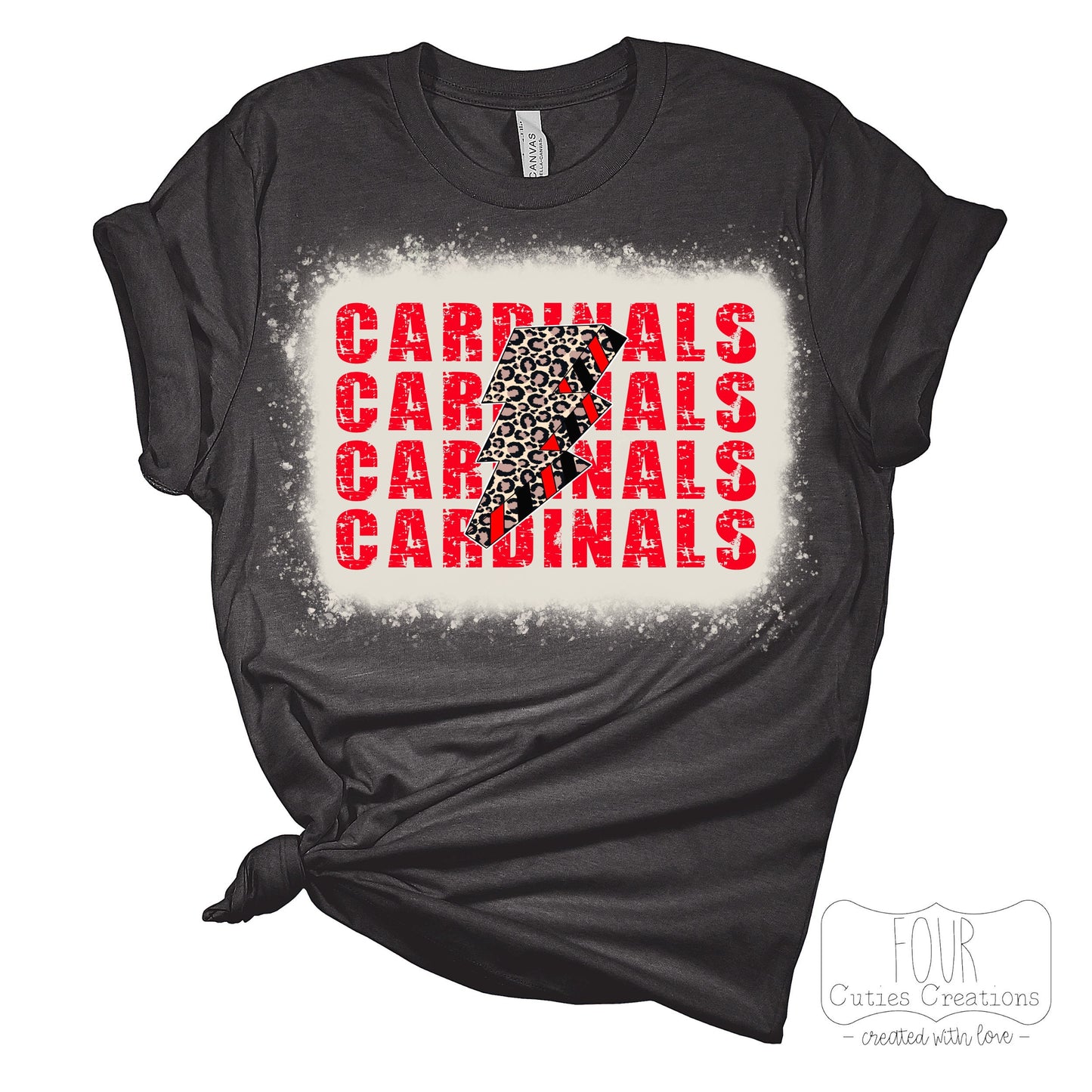 Cardinals Cheetah Lightning Bolt Bleached or Solid Tee