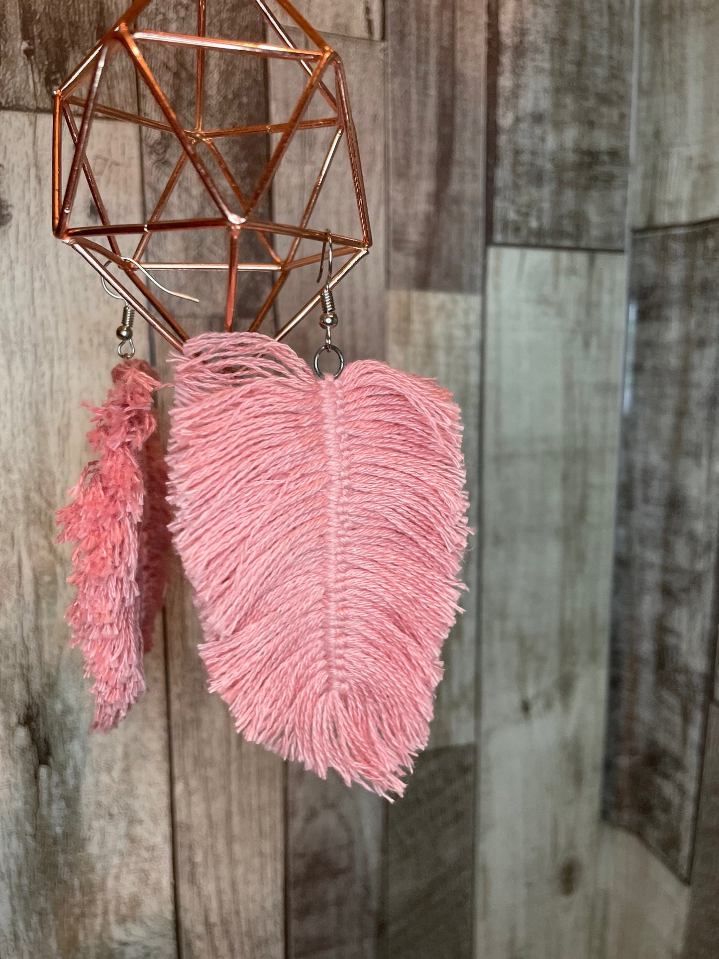 Boho Macrame Feather Earrings