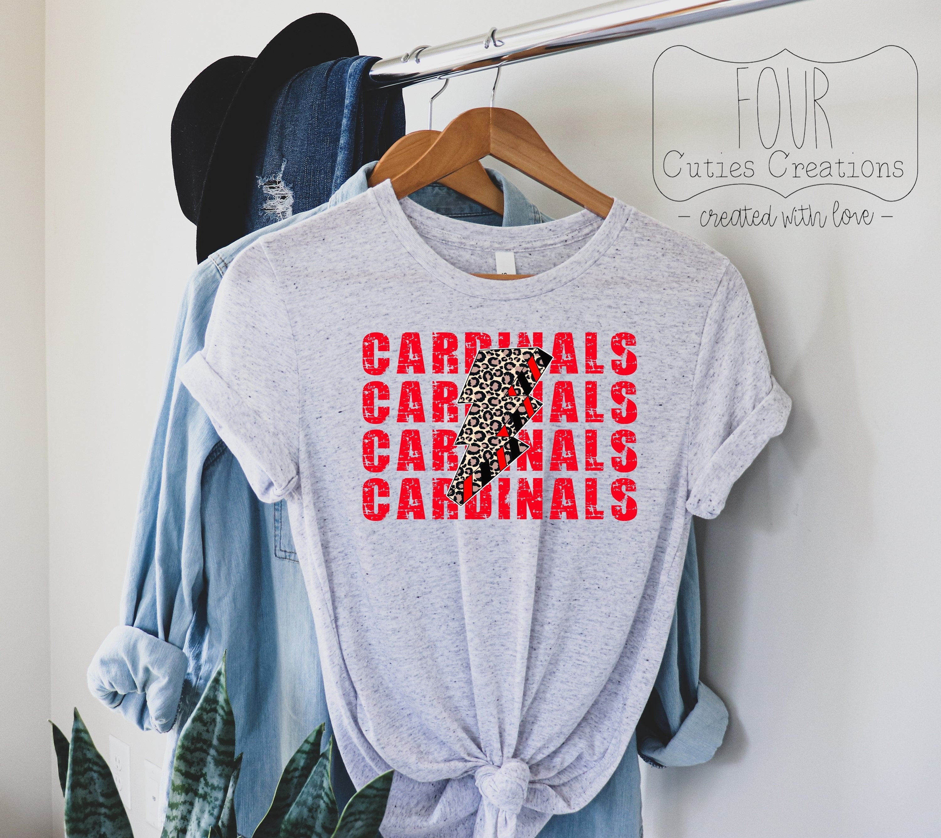 Cardinals Cheetah Lightning Bolt Bleached or Solid Tee