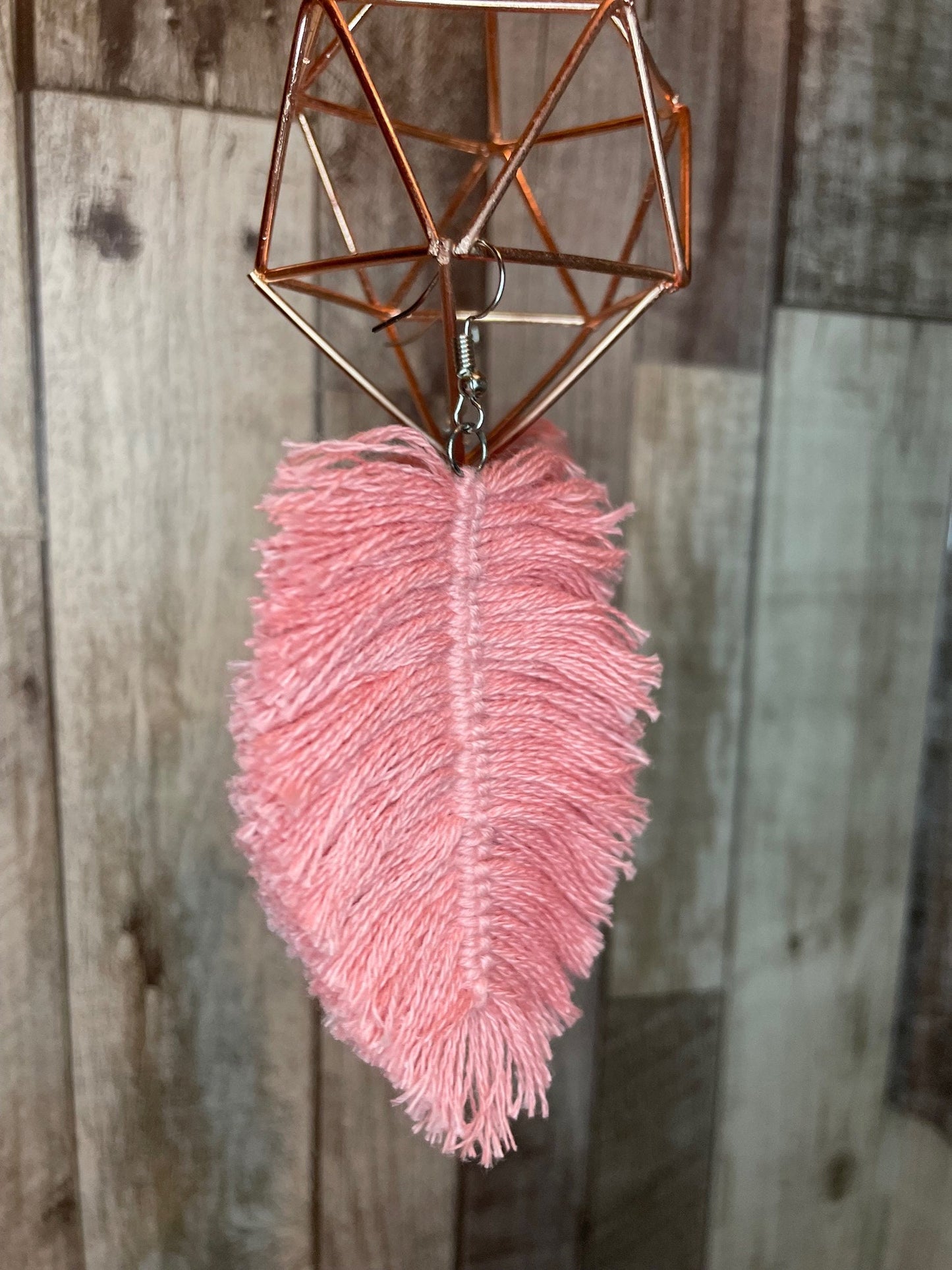 Boho Macrame Feather Earrings