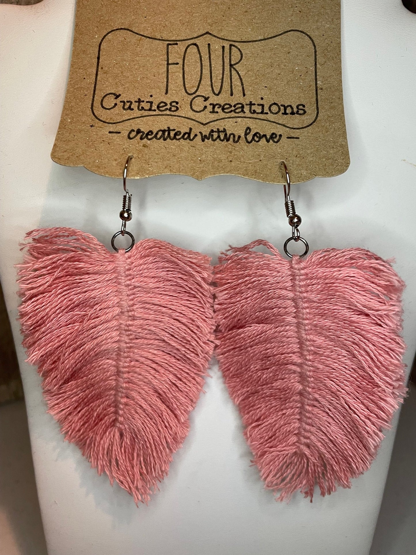 Boho Macrame Feather Earrings