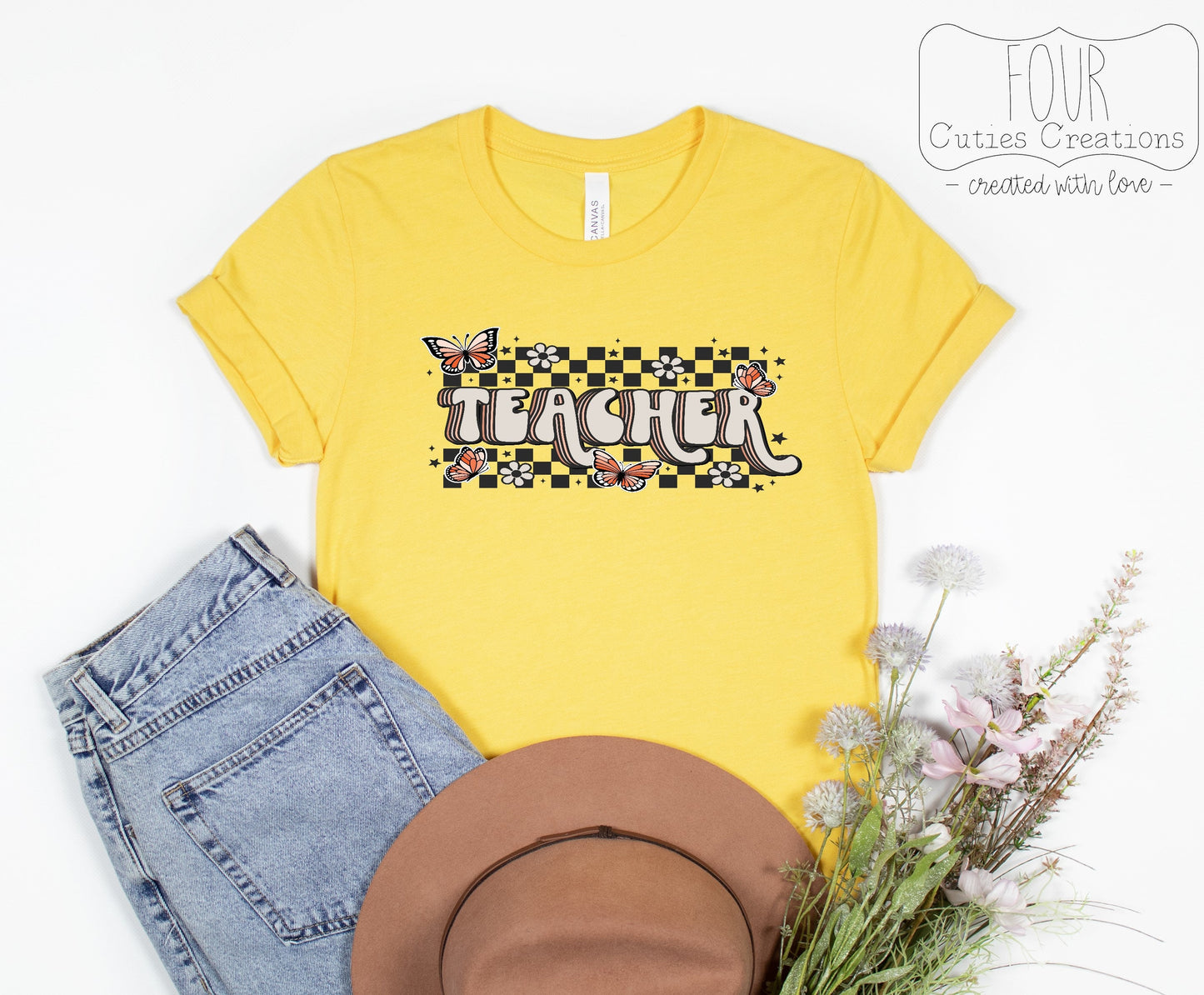 Retro Checkered Teacher Tee