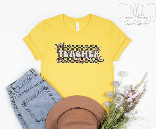 Retro Checkered Teacher Tee
