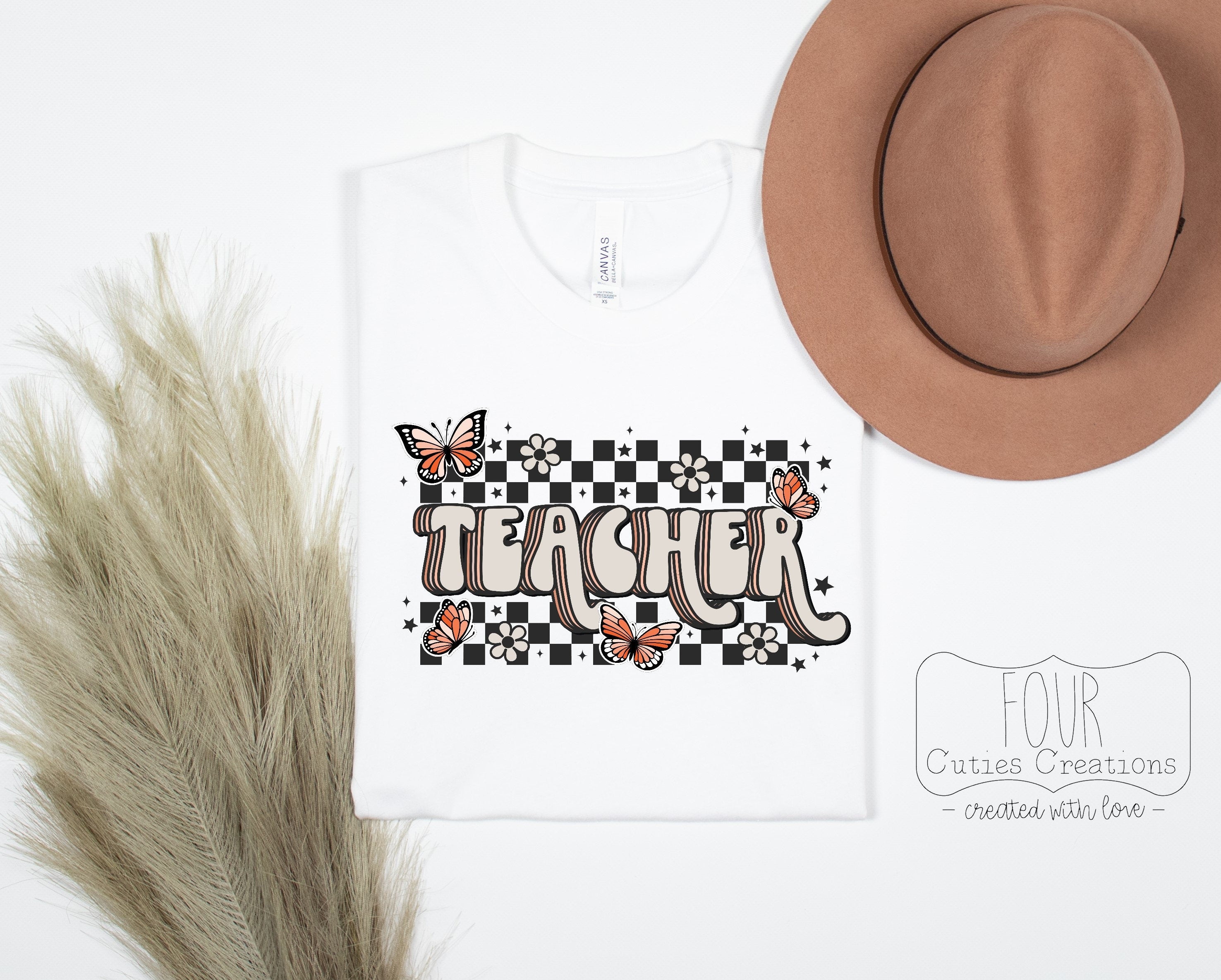 Retro Checkered Teacher Tee