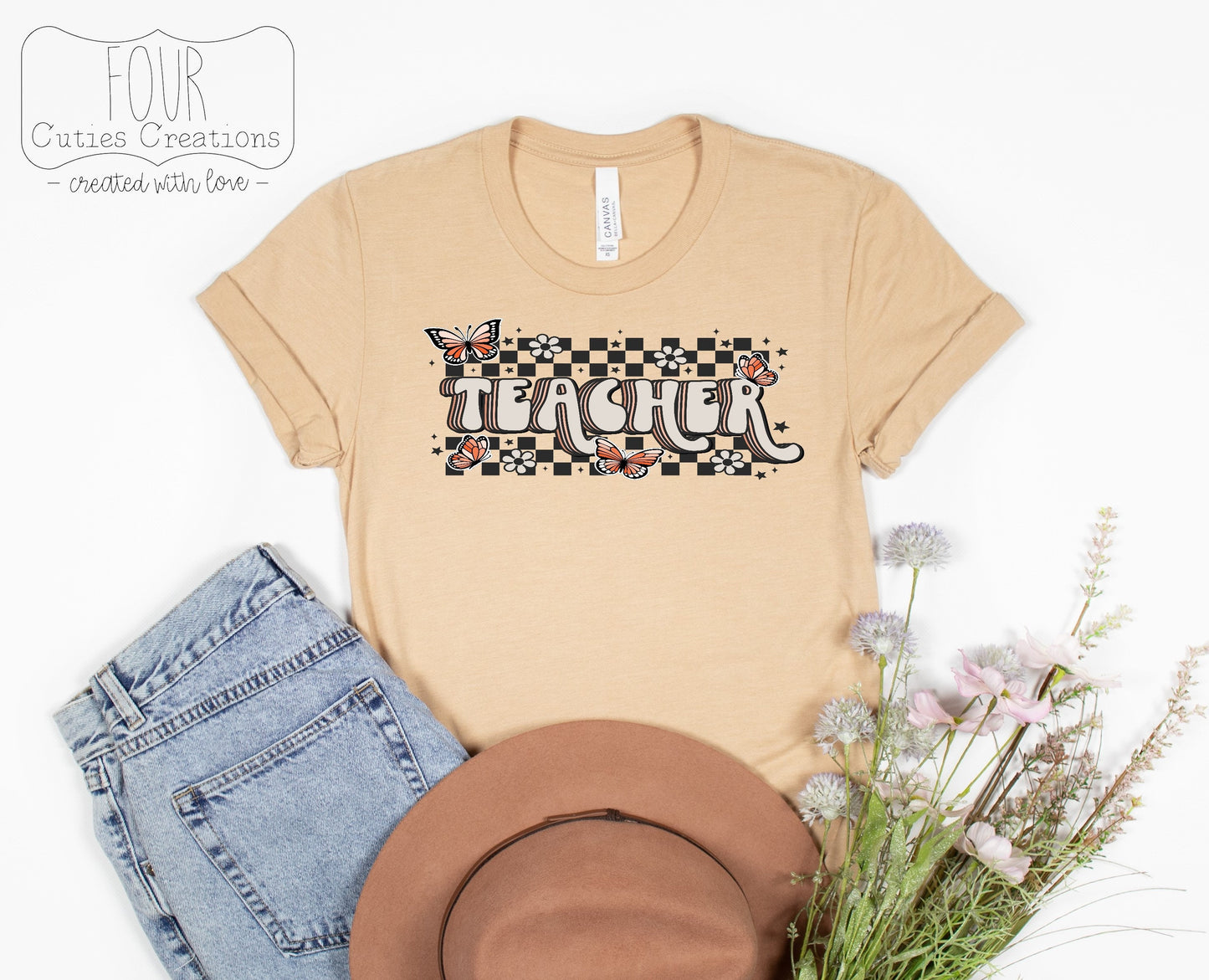 Retro Checkered Teacher Tee