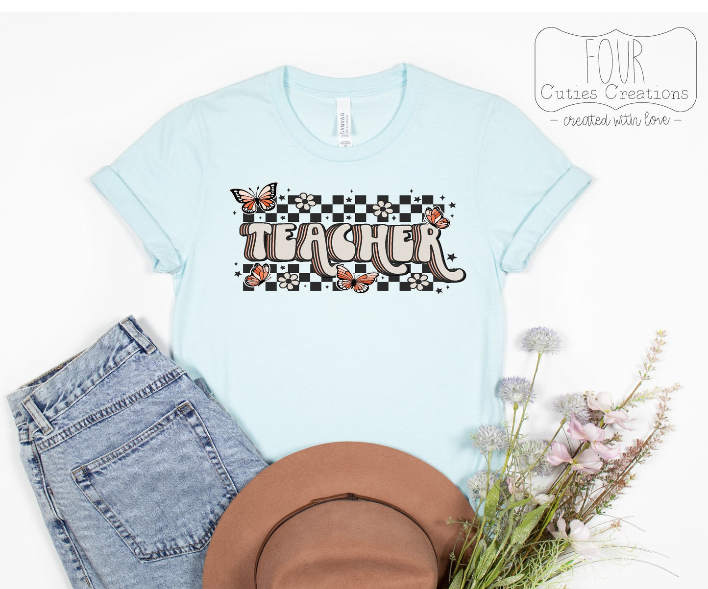 Retro Checkered Teacher Tee
