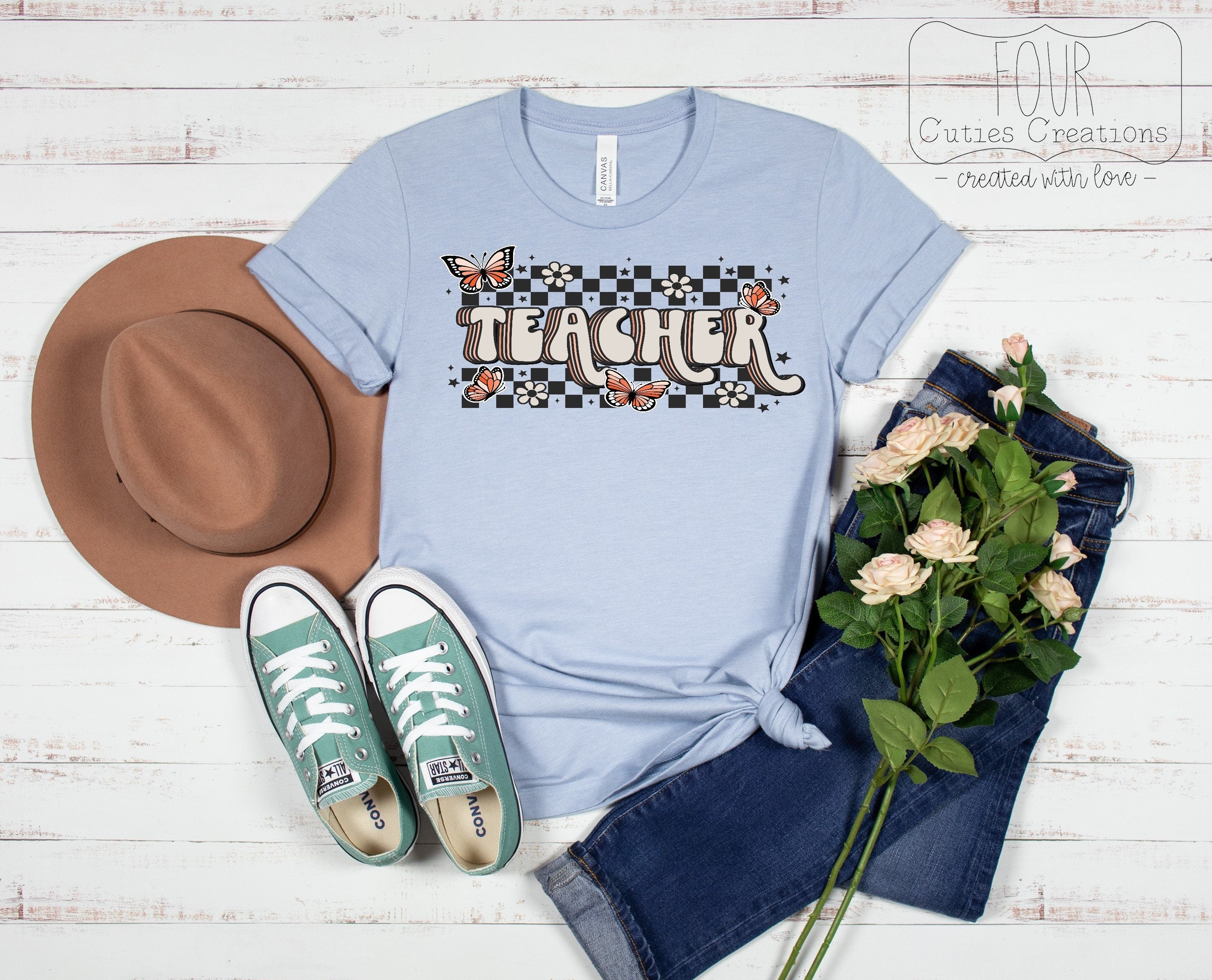 Retro Checkered Teacher Tee