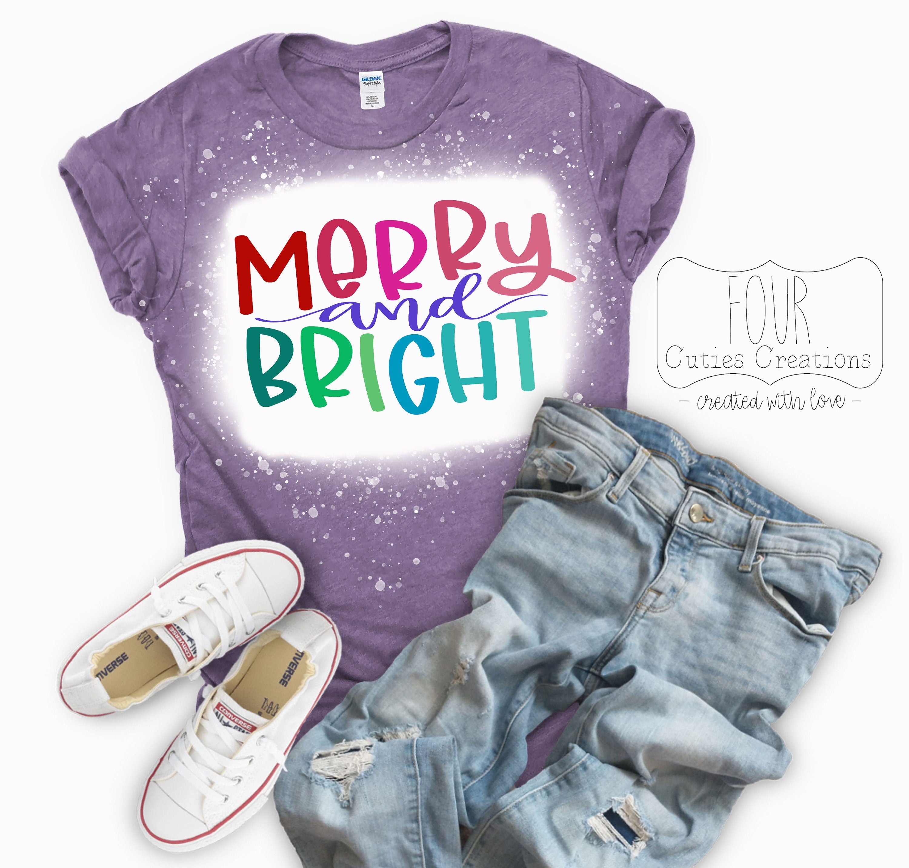 Merry and Bright Bleached Tee