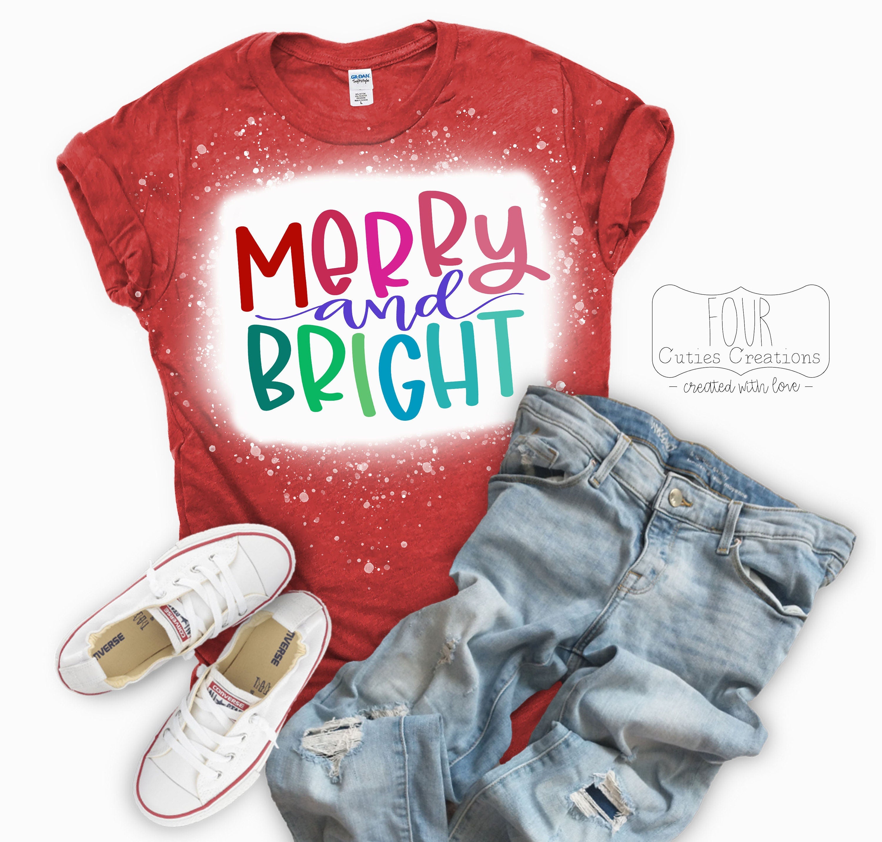 Merry and Bright Bleached Tee