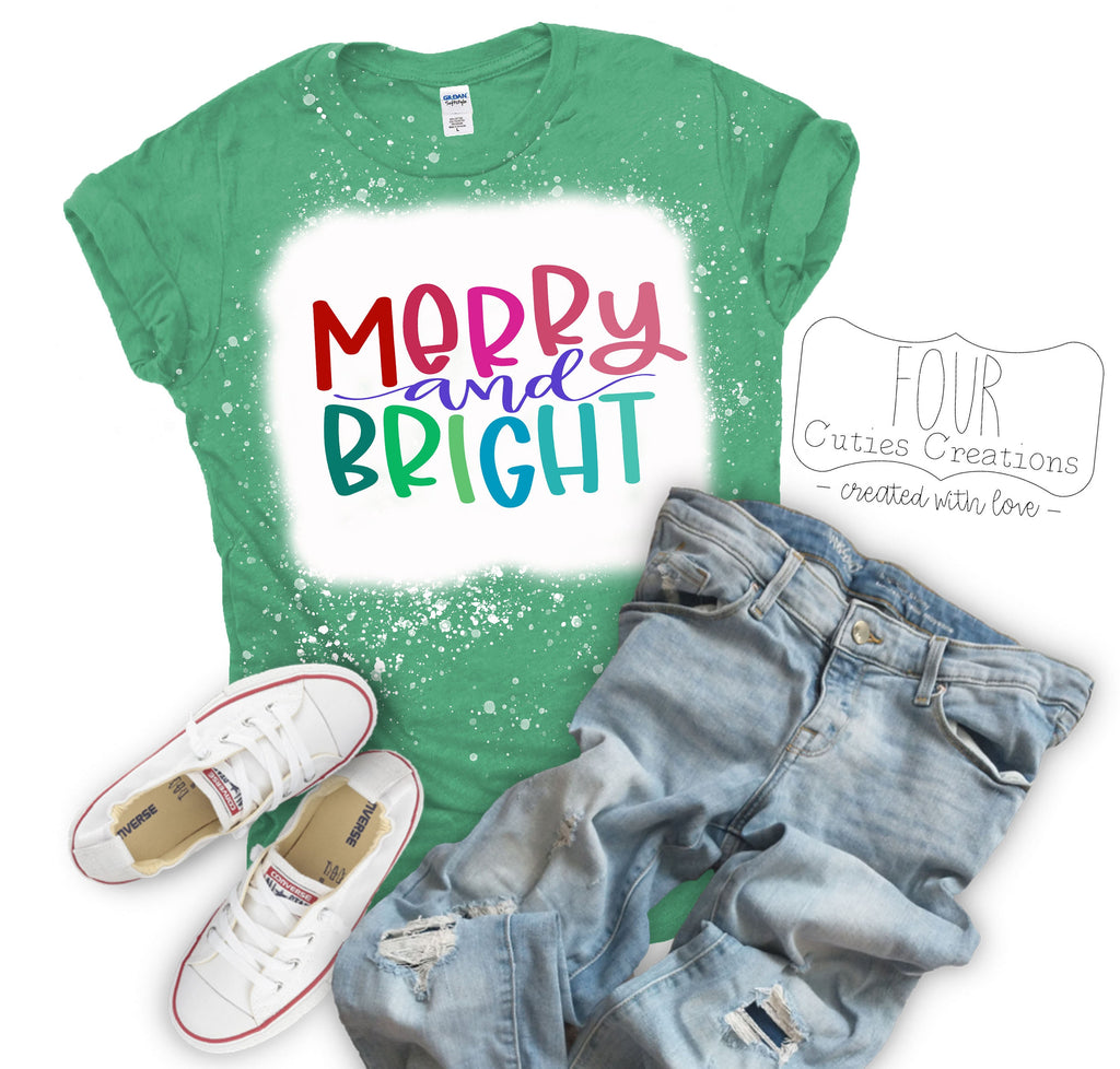 Merry and Bright Bleached Tee